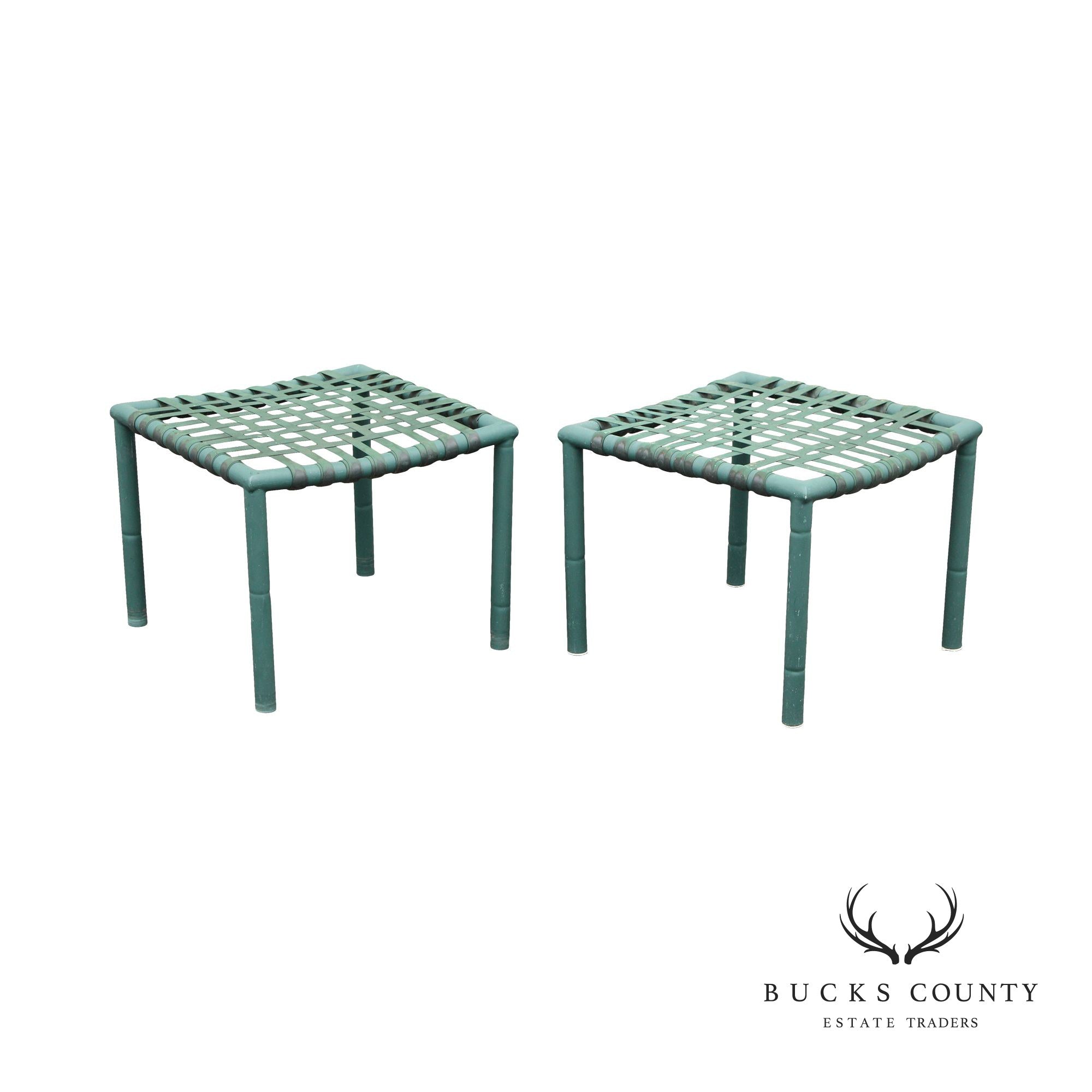 Hauser Vintage Pair of Faux Bamboo Outdoor Patio Stools