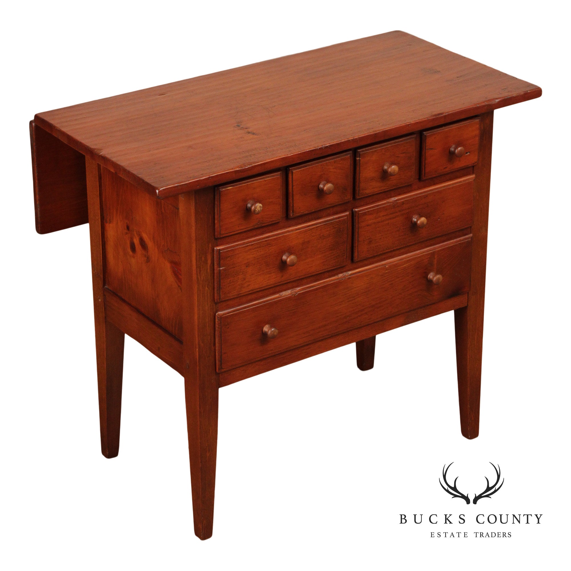 Shaker Style Custom Pine Drop-Leaf Sewing Cabinet