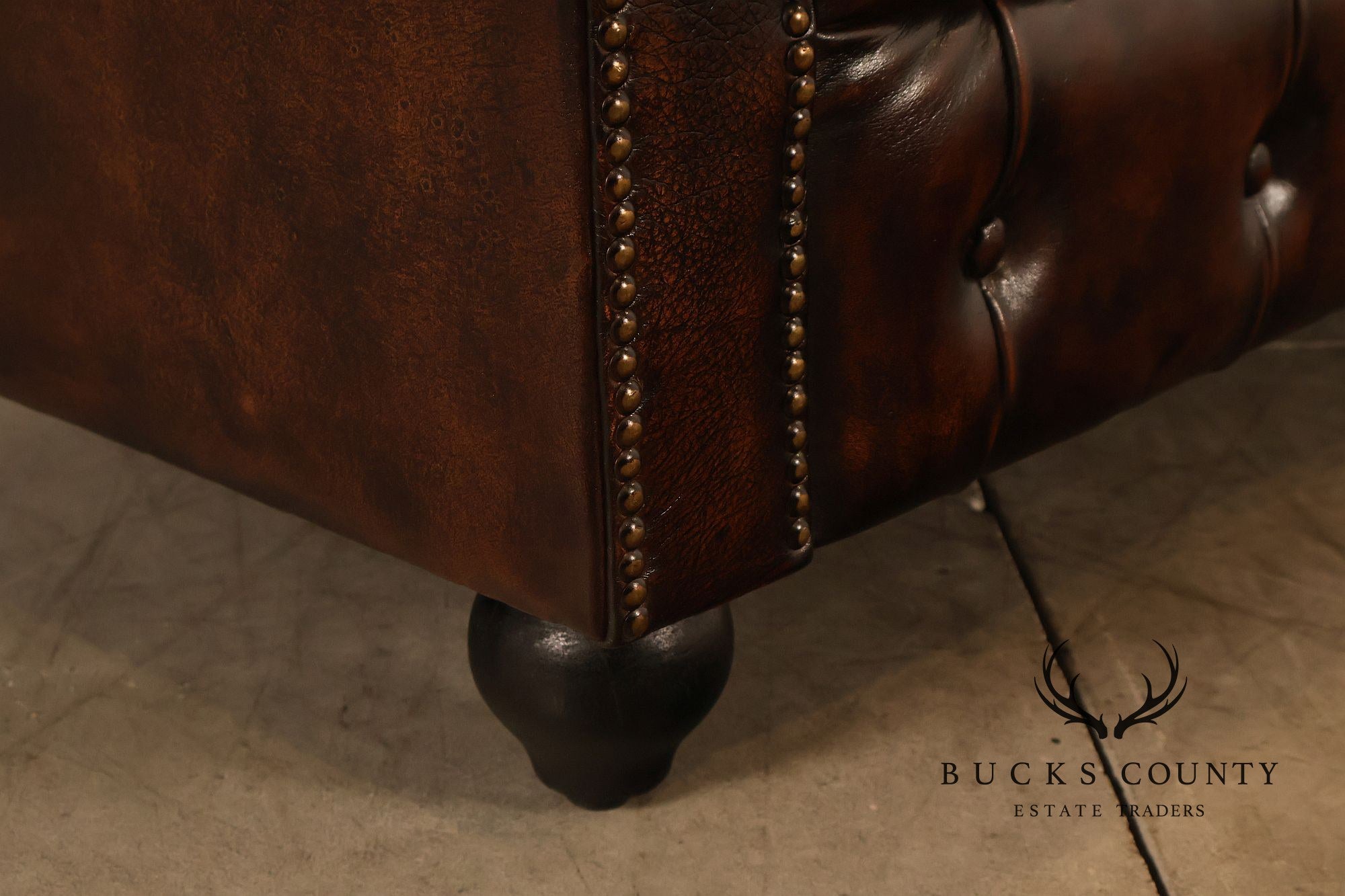 Chesterfield Style Tufted Brown Leather Sofa