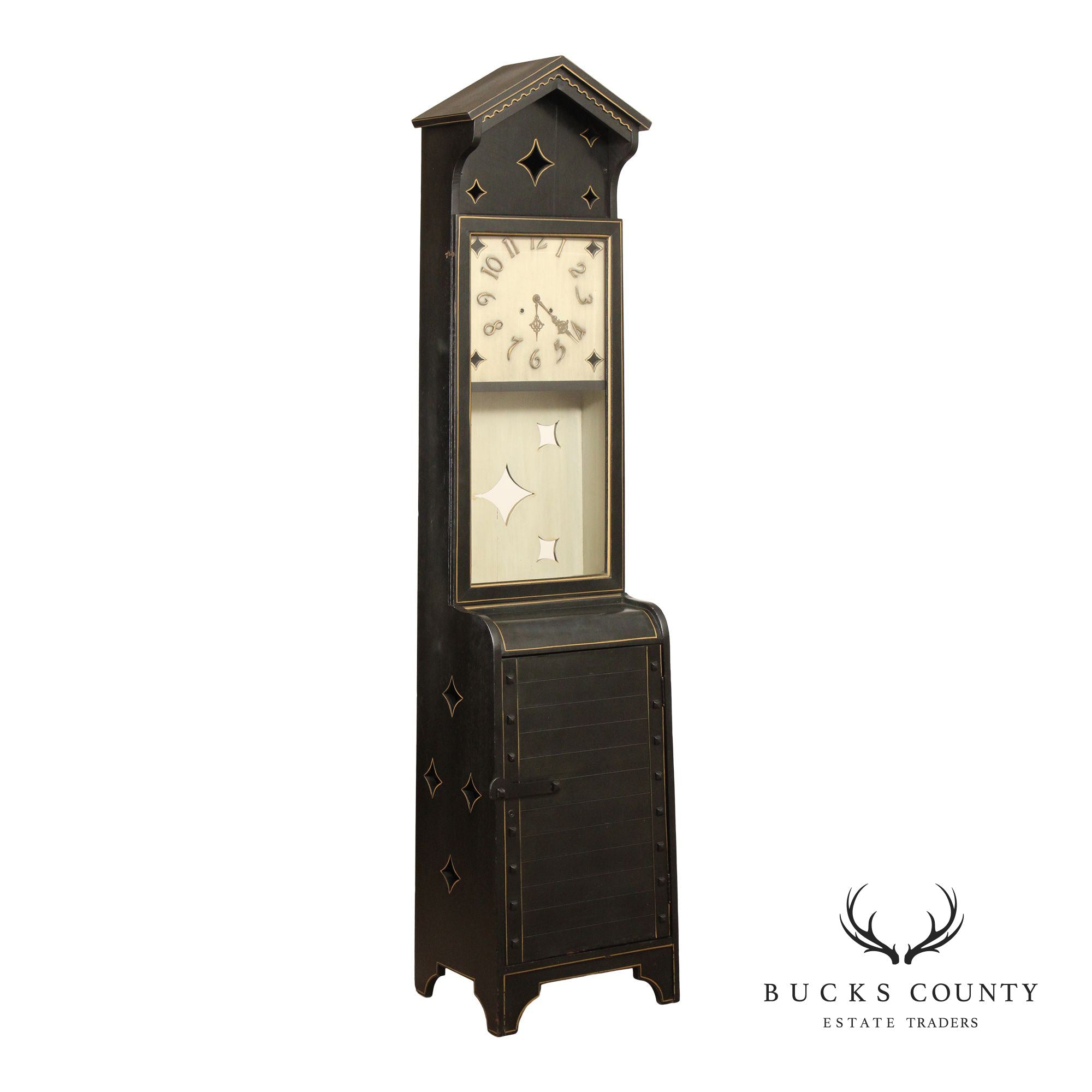 Shop Of The Crafters Antique Oak Ebonized Grandfather Clock