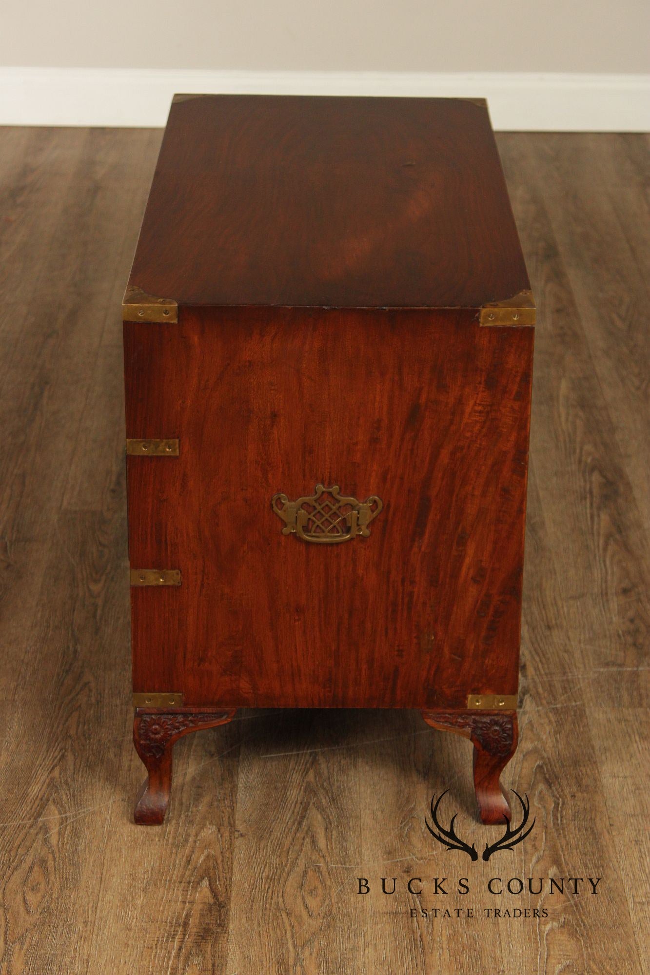 Anglo Indian Campaign Carved Rosewood Chest of Drawers