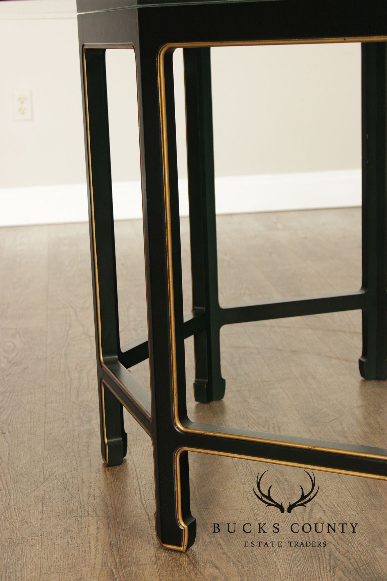 Kindel Chinoiserie Style Glass Top Dining Table