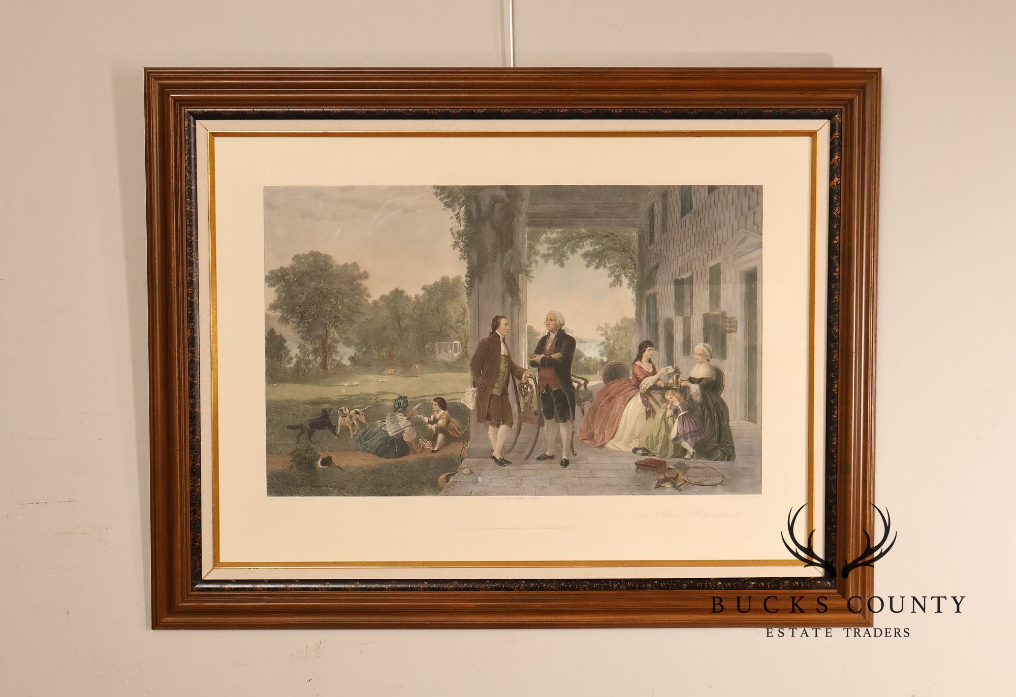 The Home Of George Washington Colored Engraving After Thomas Oldham Barlow