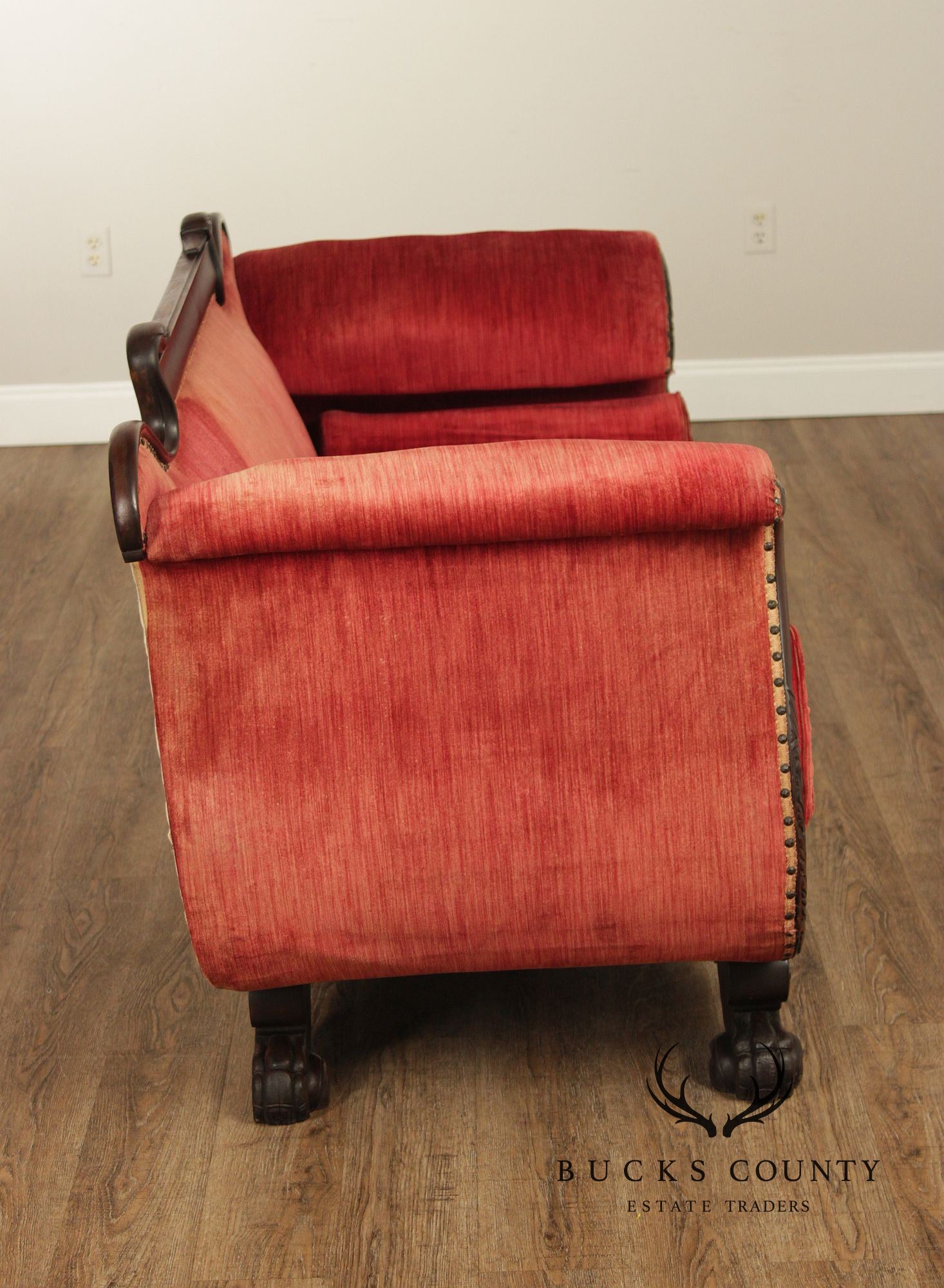 Antique Empire Carved Mahogany Swan Sofa