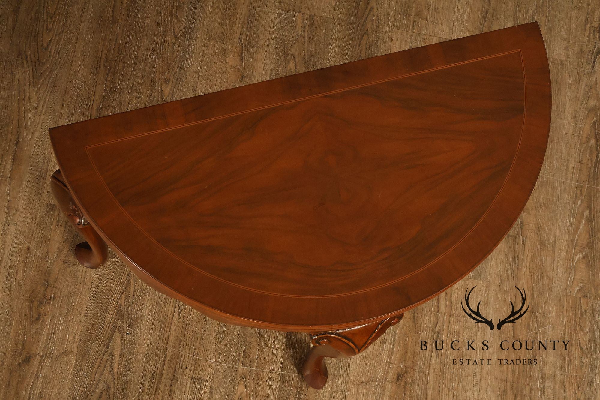 Baker Furniture Vintage Pair Of Walnut Demilune Flip Top Card Tables