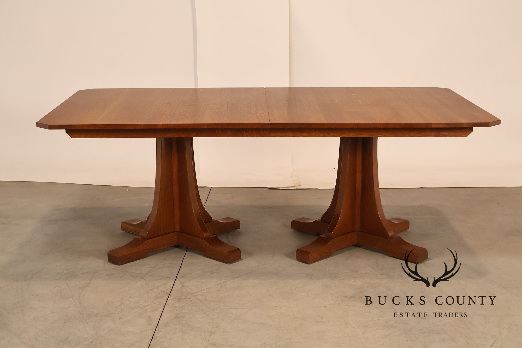 Stickley Mission Collection Oak Double Pedestal Dining Table