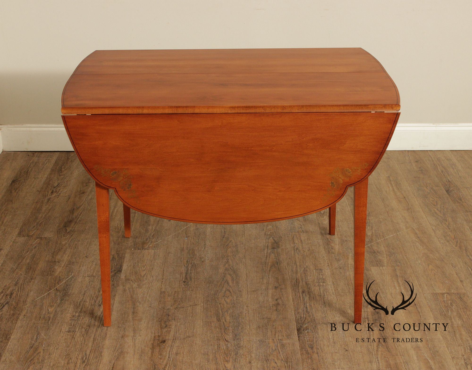 L. Hitchcock Maple Stenciled Drop Leaf Extension Dining Table