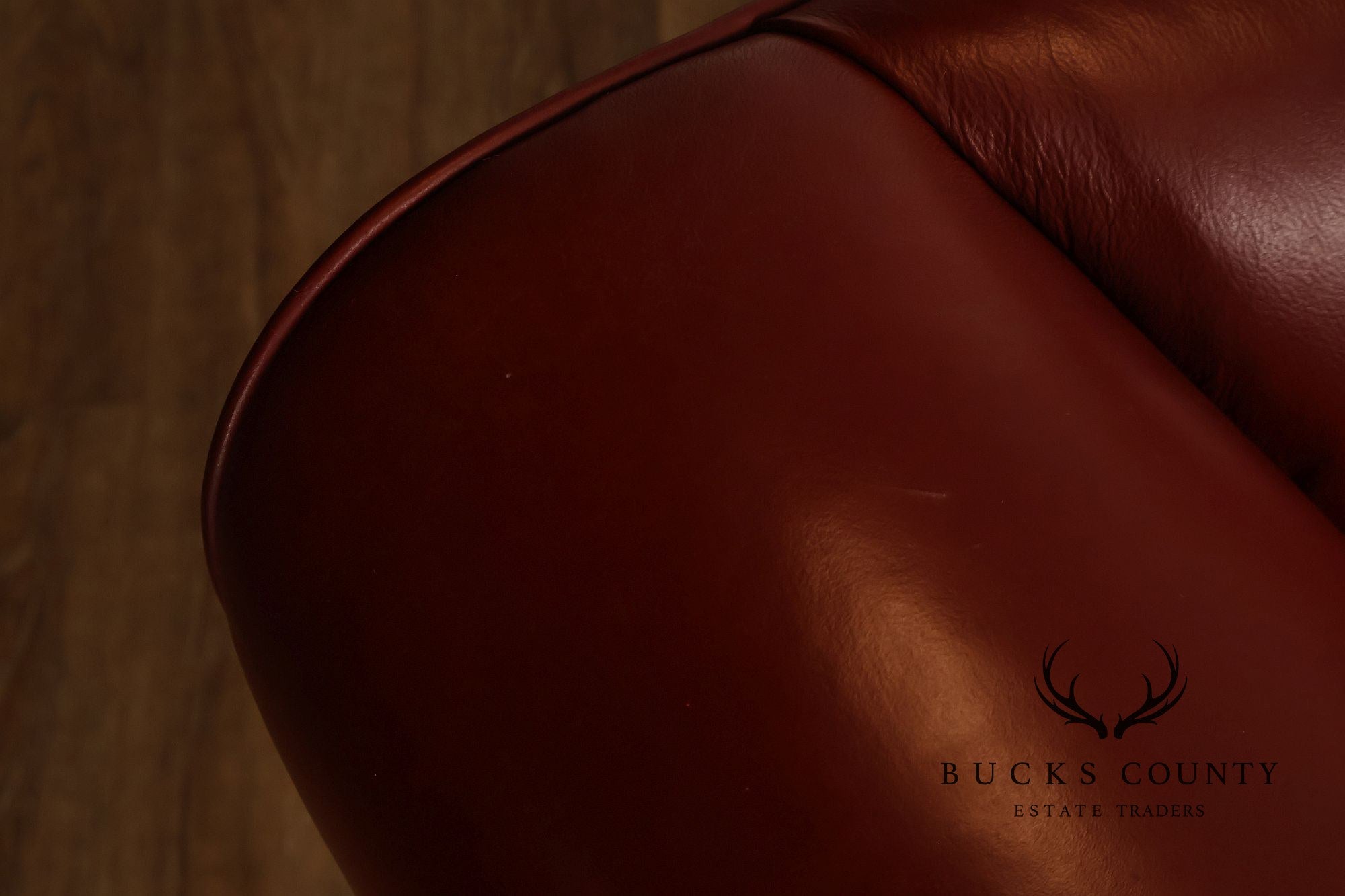 Kindel Vintage Camelback Back Leather Three Cushion Sofa