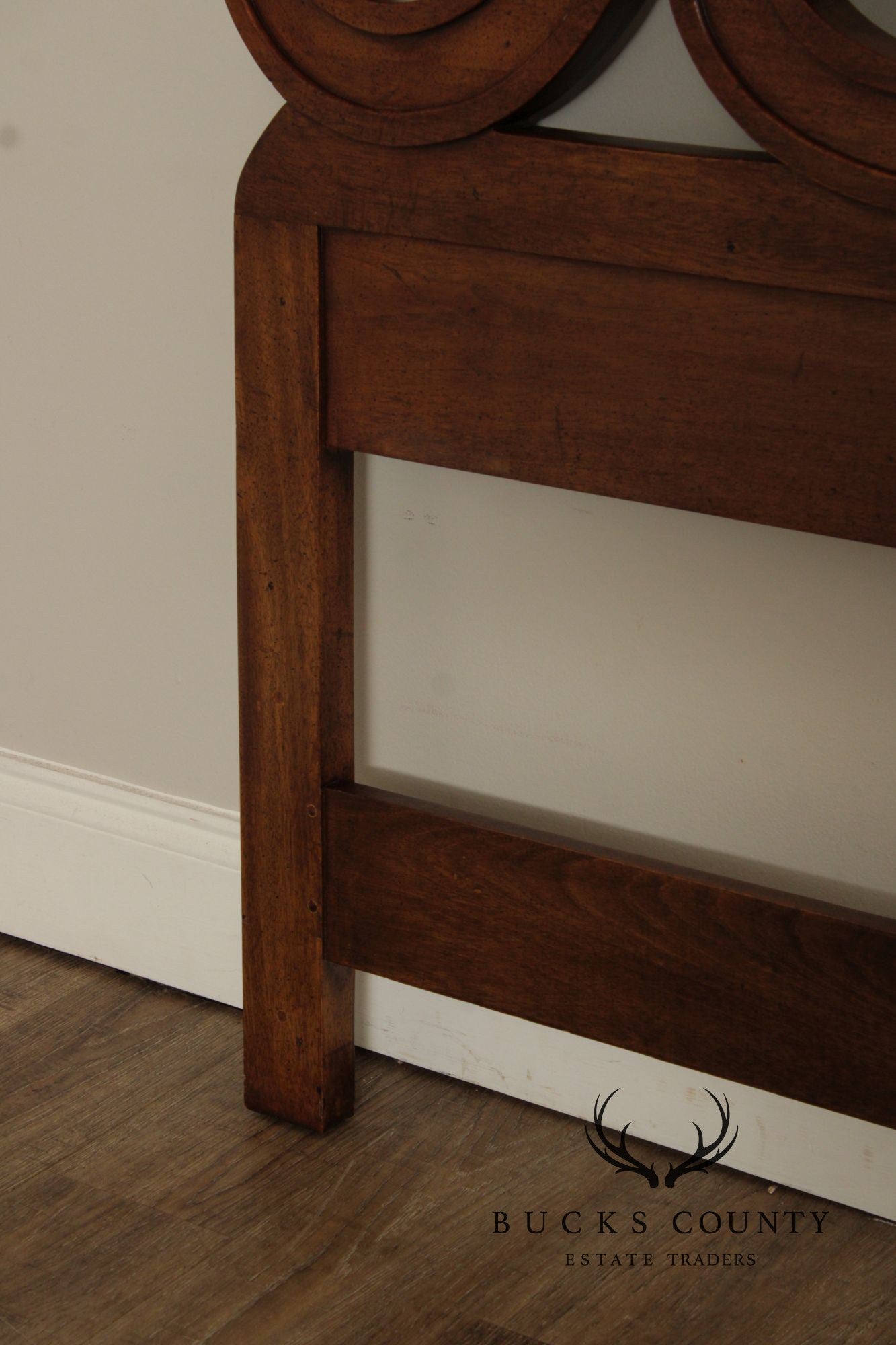 French Provincial Style Vintage Carved Walnut King Headboard