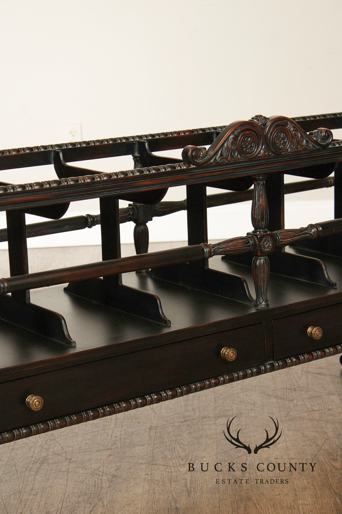 Sarried Tudor Style Ebonized Double Canterbury Magazine Rack