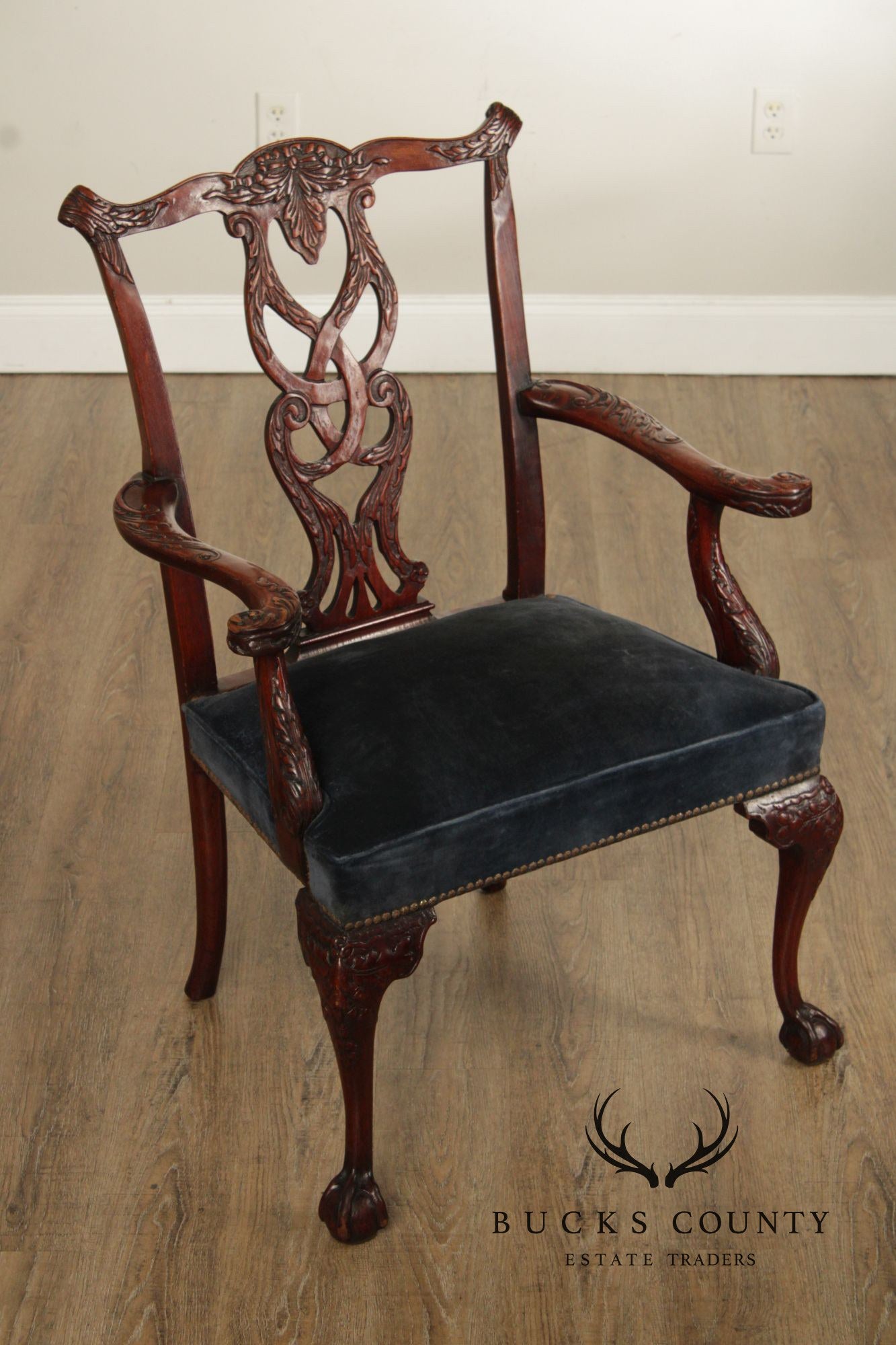 Chippendale Style Carved Mahogany Armchair
