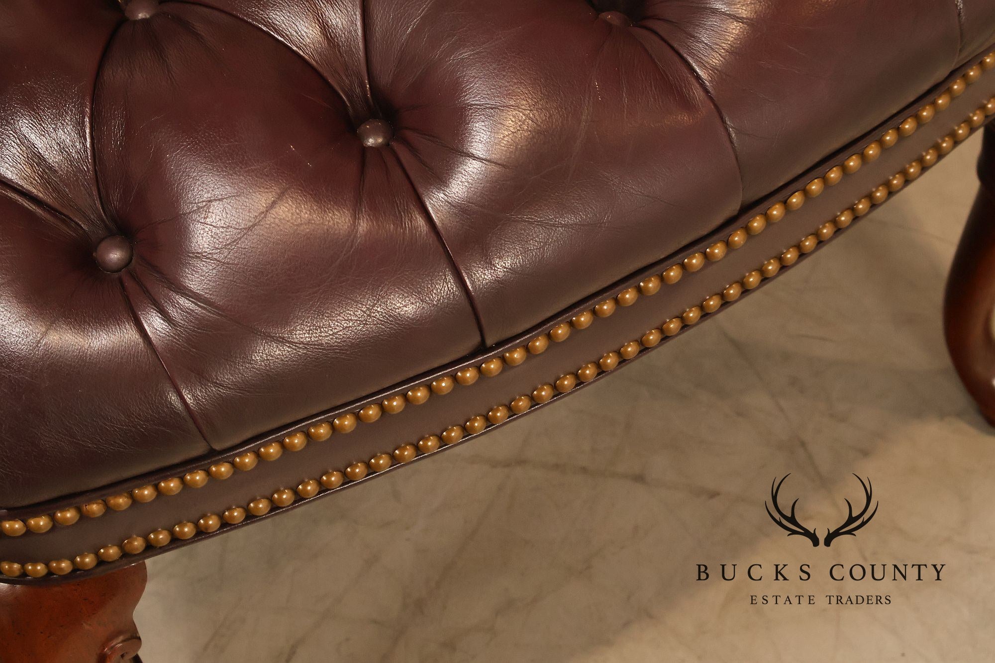 Hancock & Moore Pair of Tufted Leather and Mahogany Armchairs