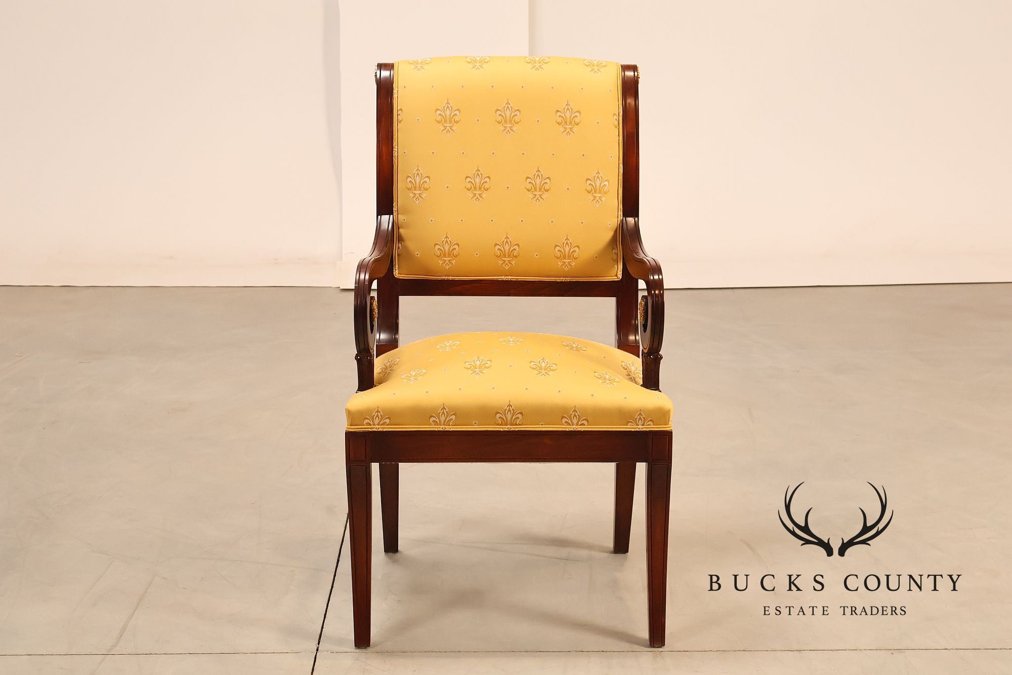 Neoclassical Empire Style Mahogany Open Armchair