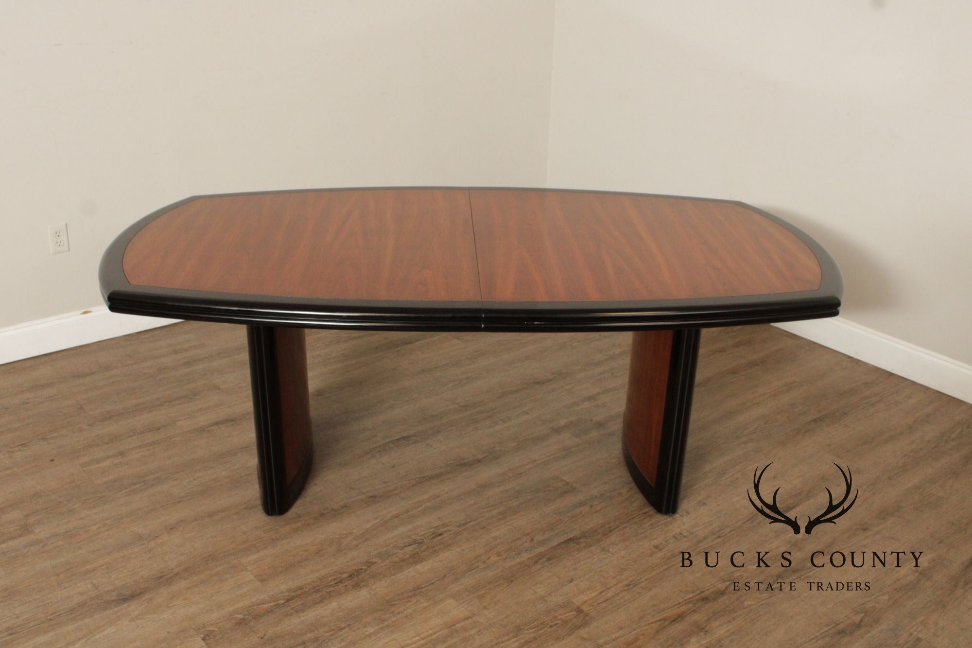 Century Furniture Expandable Modern Two Toned Ebonized Dining Table