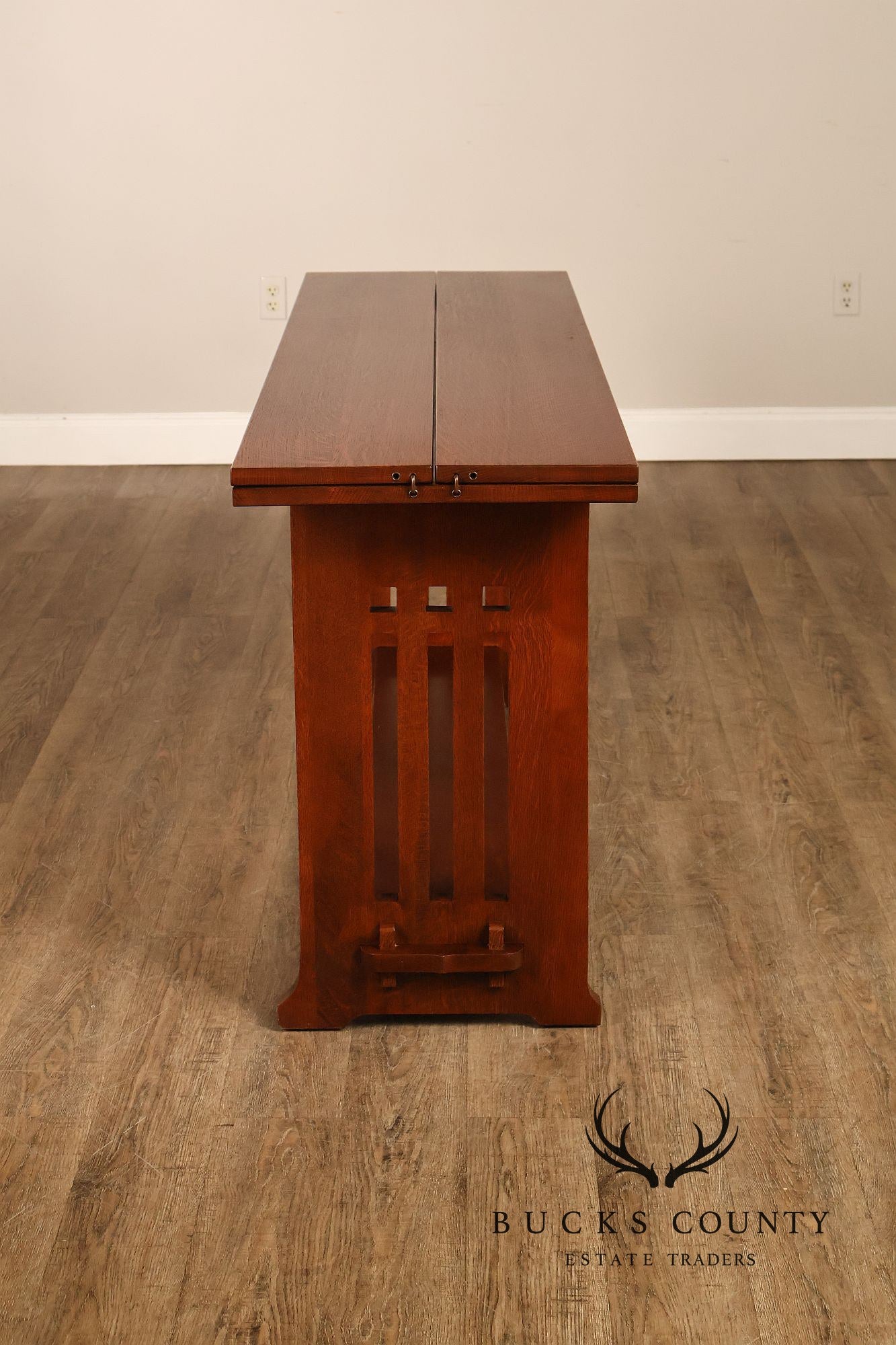 Stickley Furniture Mission Collection Oak Flip Top Harvest Console Or Dining Table