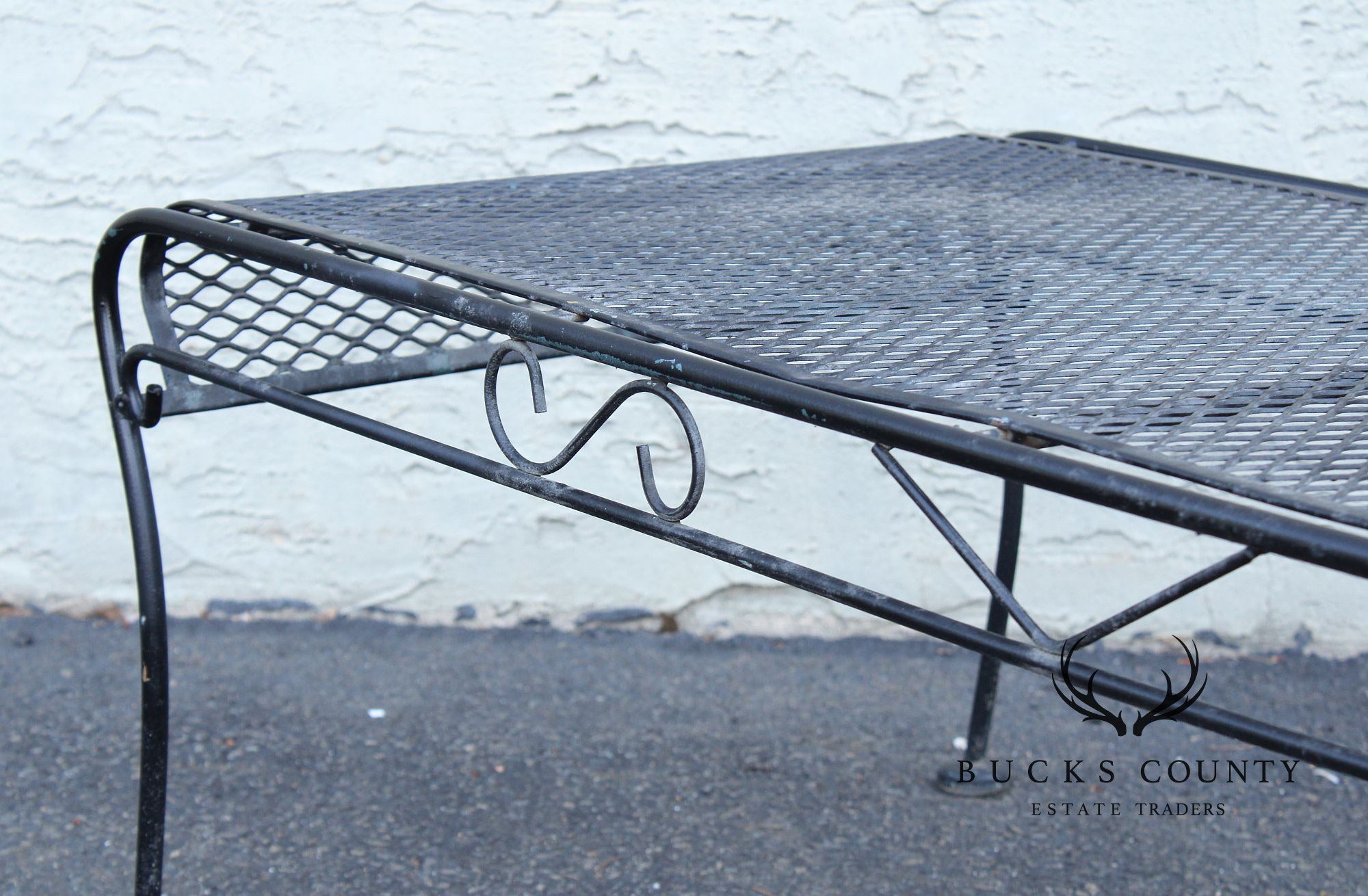 Vintage Wrought Iron Outdoor Patio Chaise Lounge