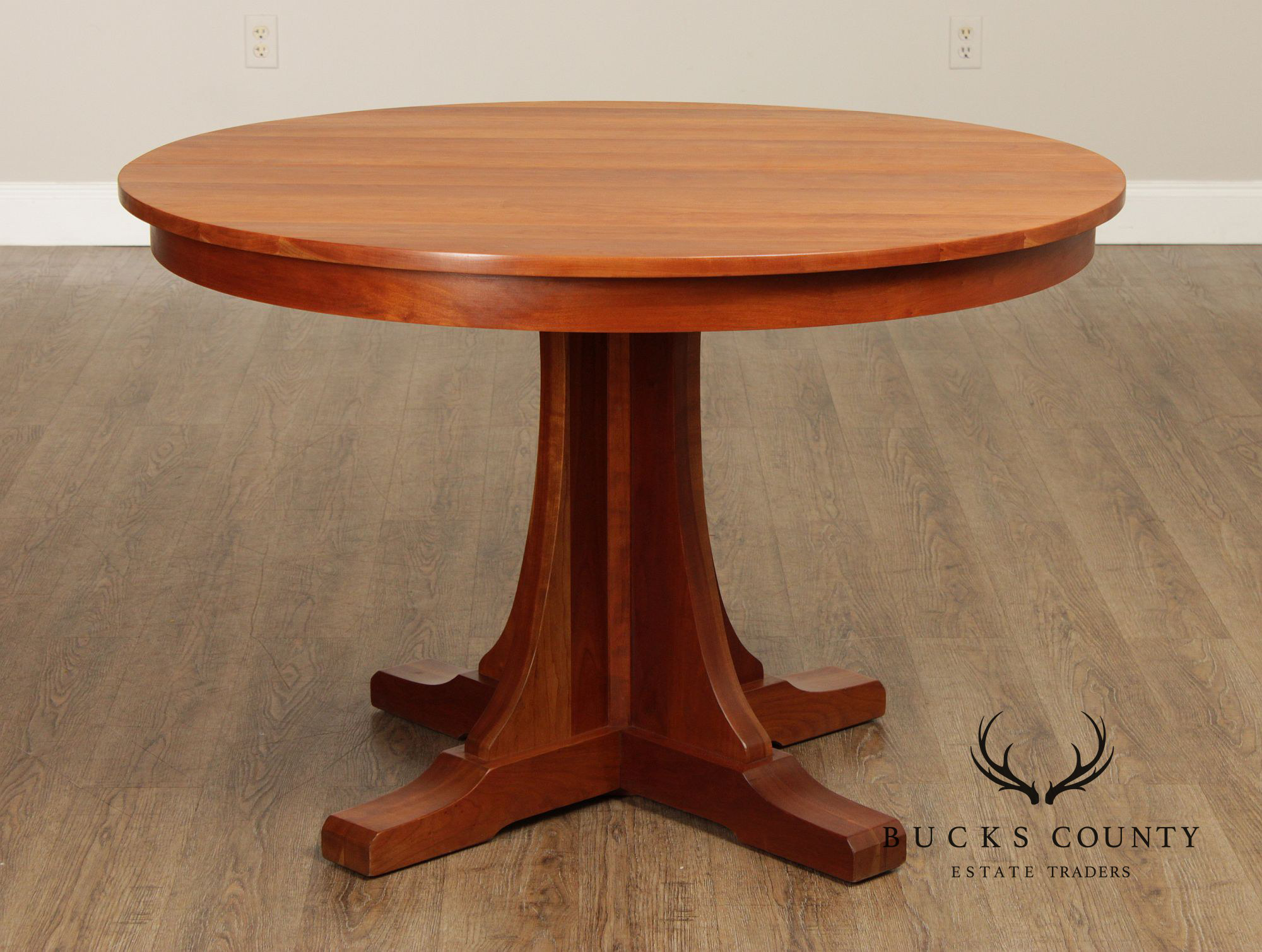 Stickley Mission Collection Round Cherry Expandable Dining Table
