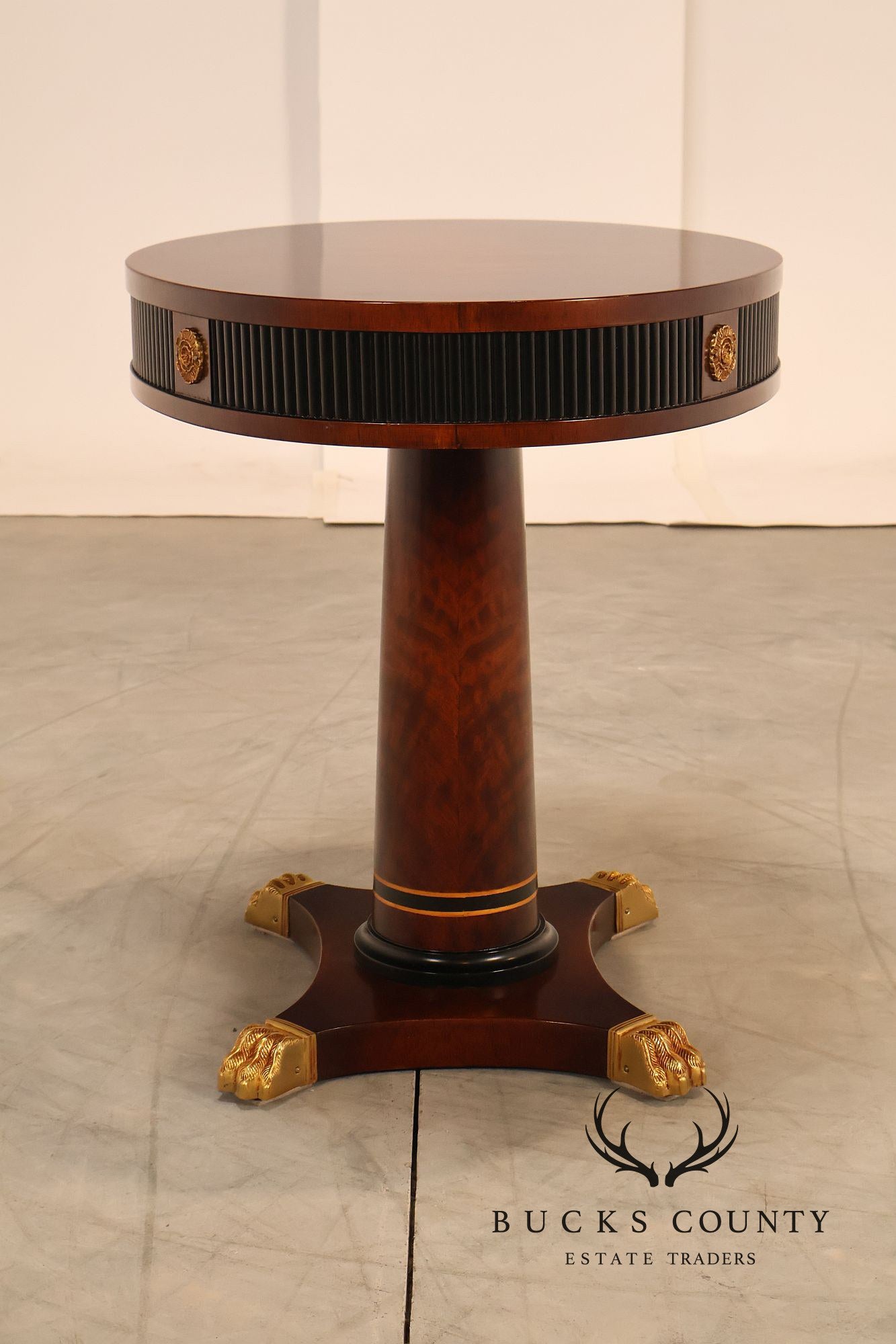 Mariner Neoclassical Style Pair Of Oval Mahogany Pedestal Tables