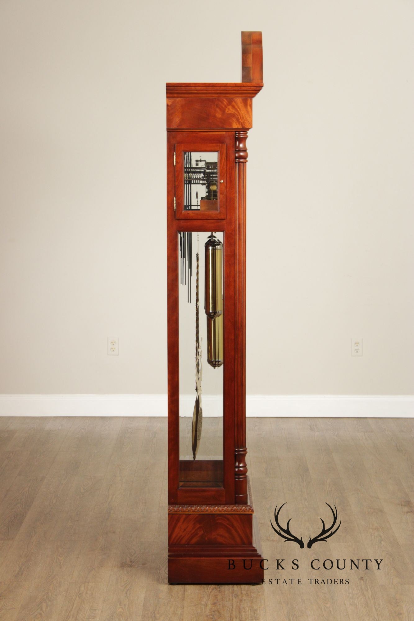 Sligh Federal Style Inlaid Mahogany Grandfather Clock
