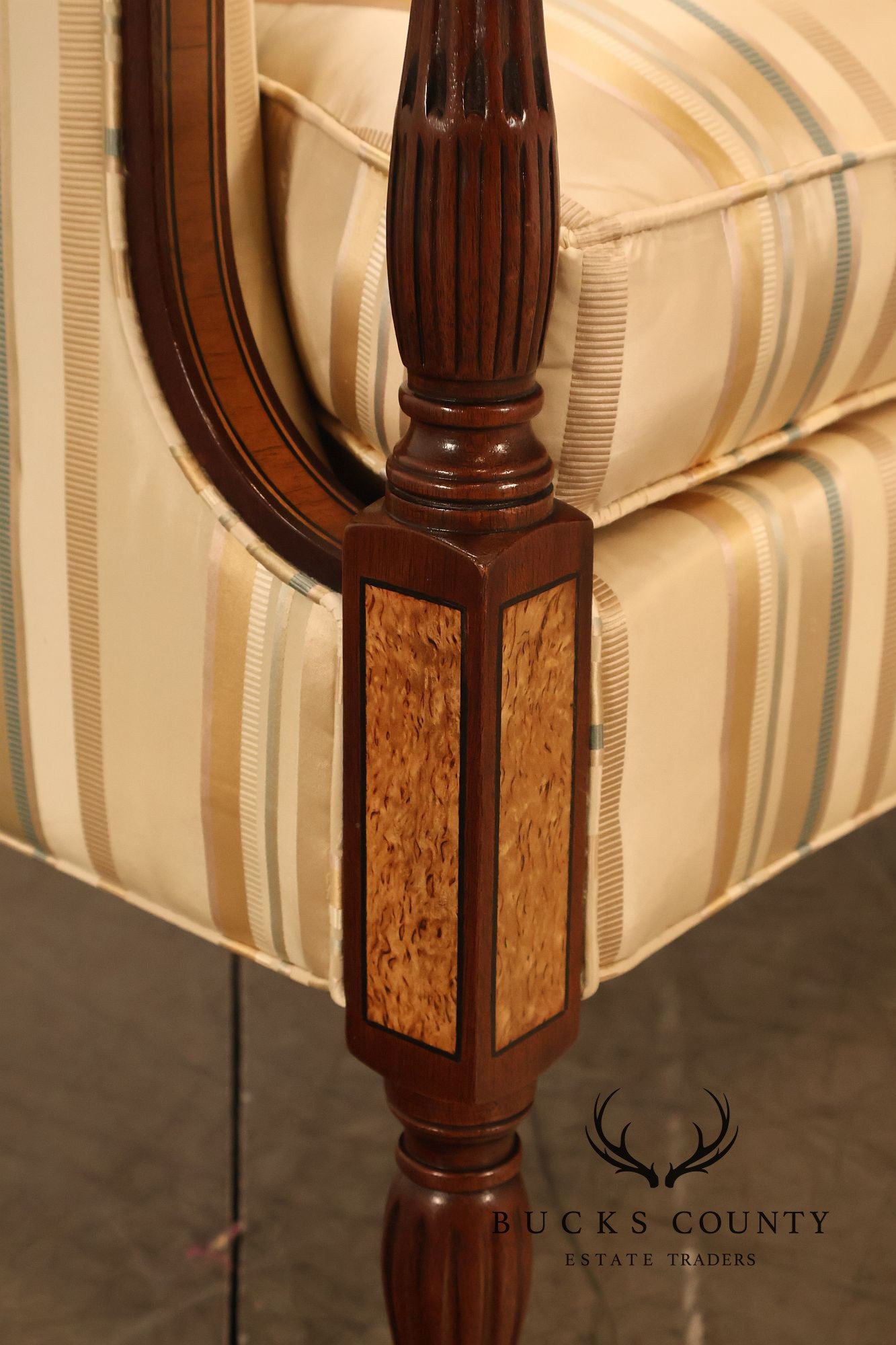 Southwood Sheraton Style Inlaid Mahogany Loveseat