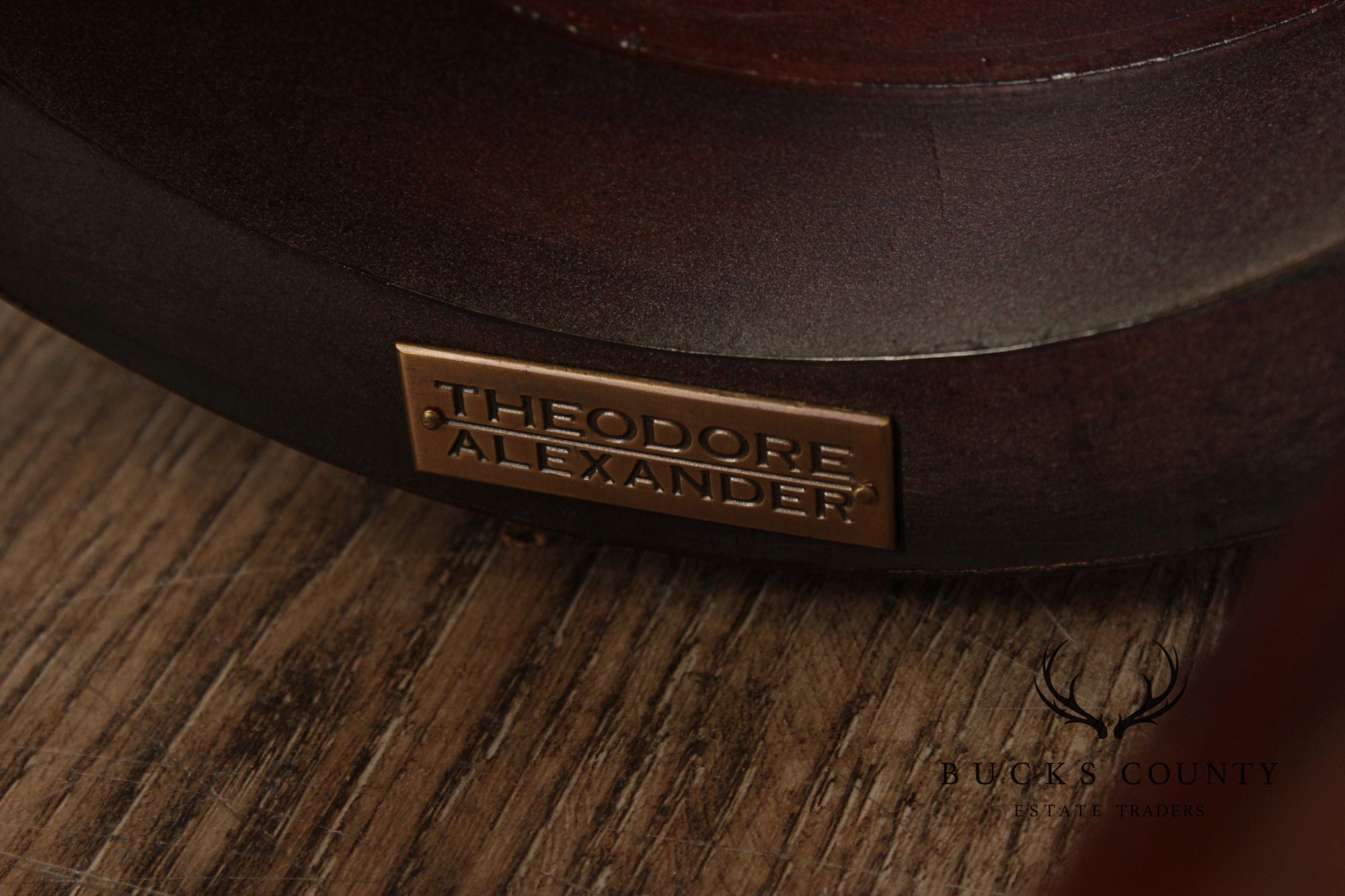 Theodore Alexander Pair of Two-Tier Leather Pedestals