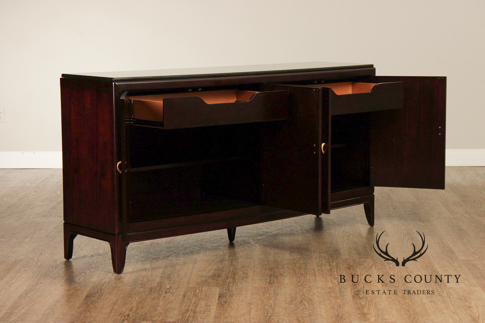 Thomasville Modern Art Deco Style Granite Top Buffet Sideboard