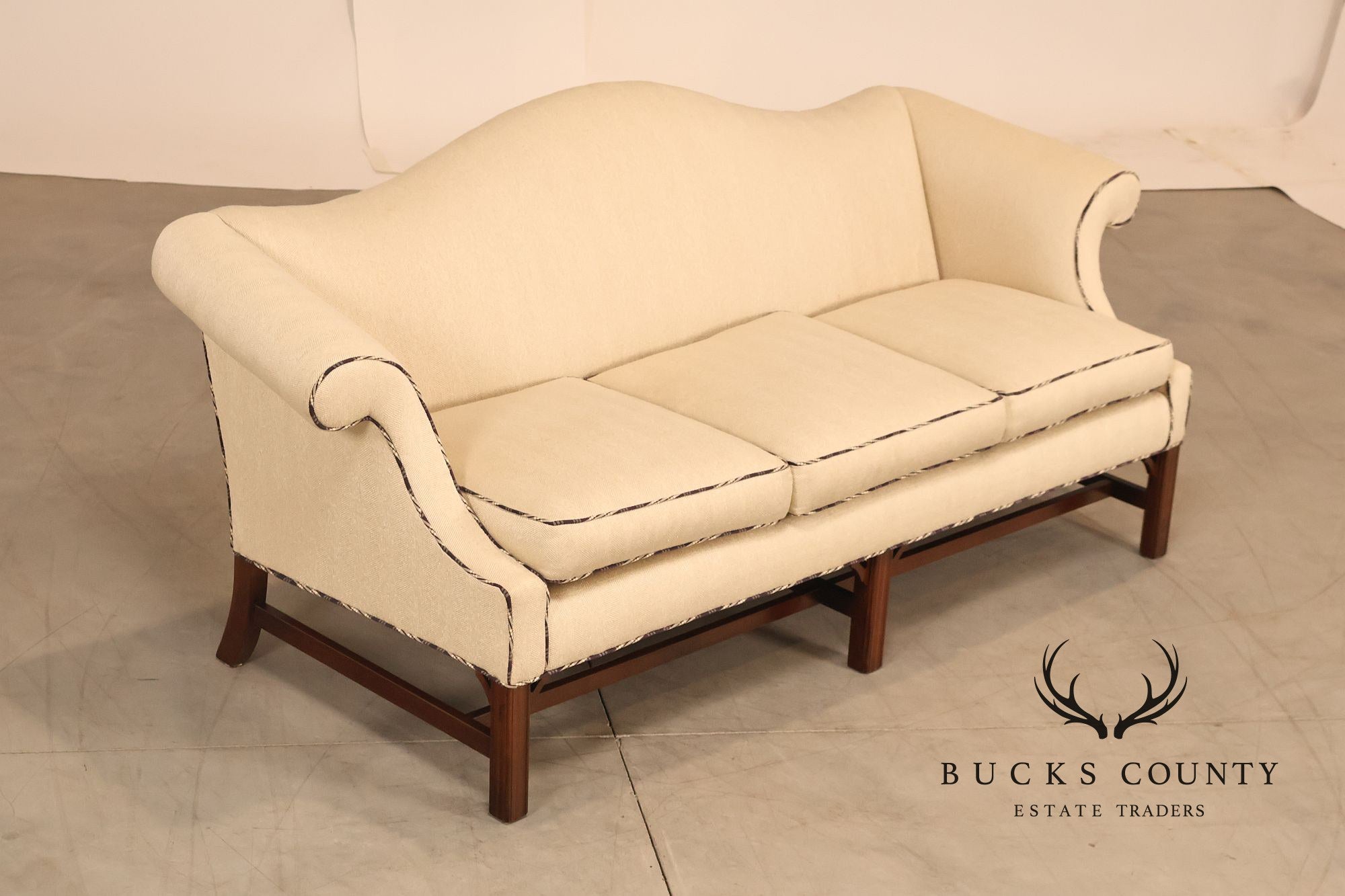 Ethan Allen Vintage Chippendale Style Upholstered Sofa