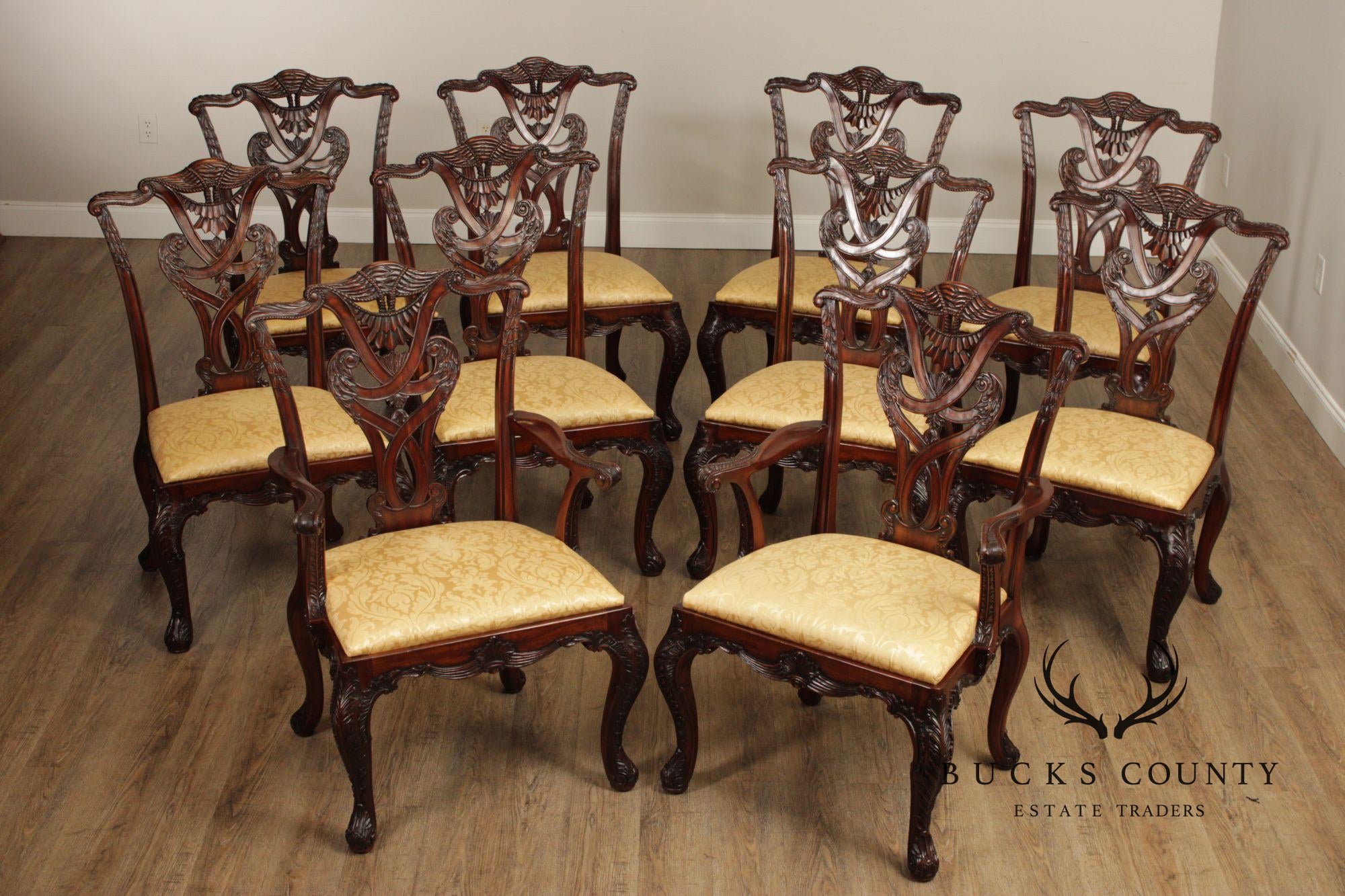 Henredon Natchez Collection Georgian Style Set of Ten Mahogany Dining Chairs