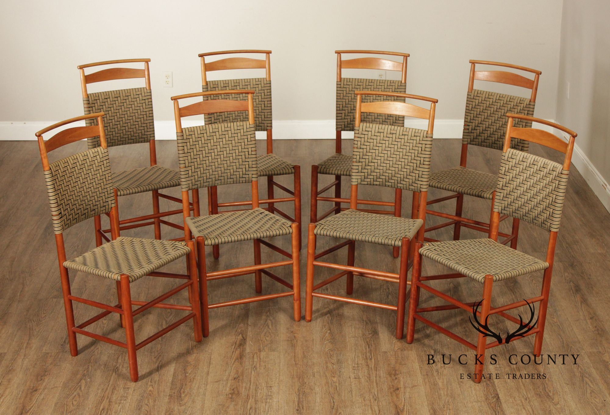 Ian Ingersoll Shaker Style Set of Eight Cherry Dining Chairs