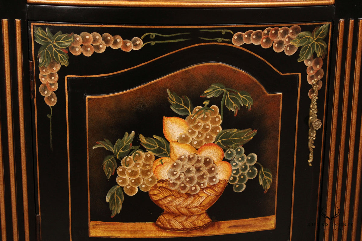 Rustic Italian Style Paint Decorated Marble Top Buffet