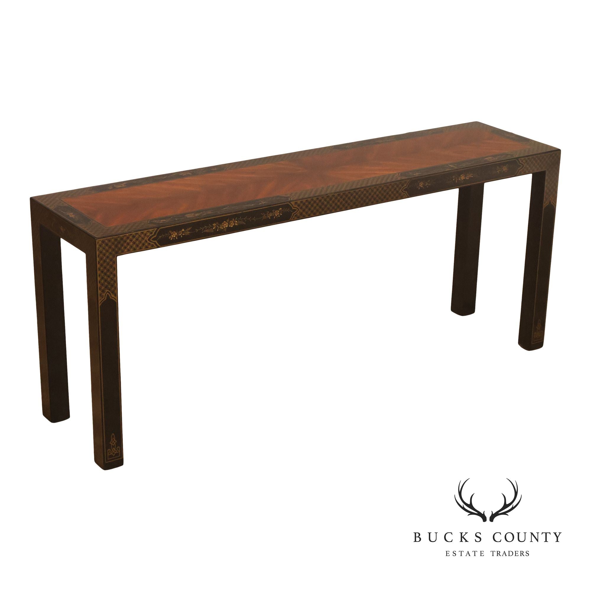 Drexel Heritage 'Et Cetera' Chinoiserie Painted Parsons Console Sofa Table