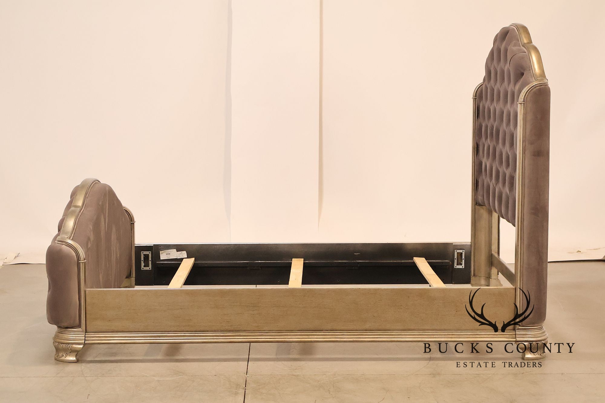 Elegant Queen Bed Featuring a Deep Tufted Upholstered Head and Footboard