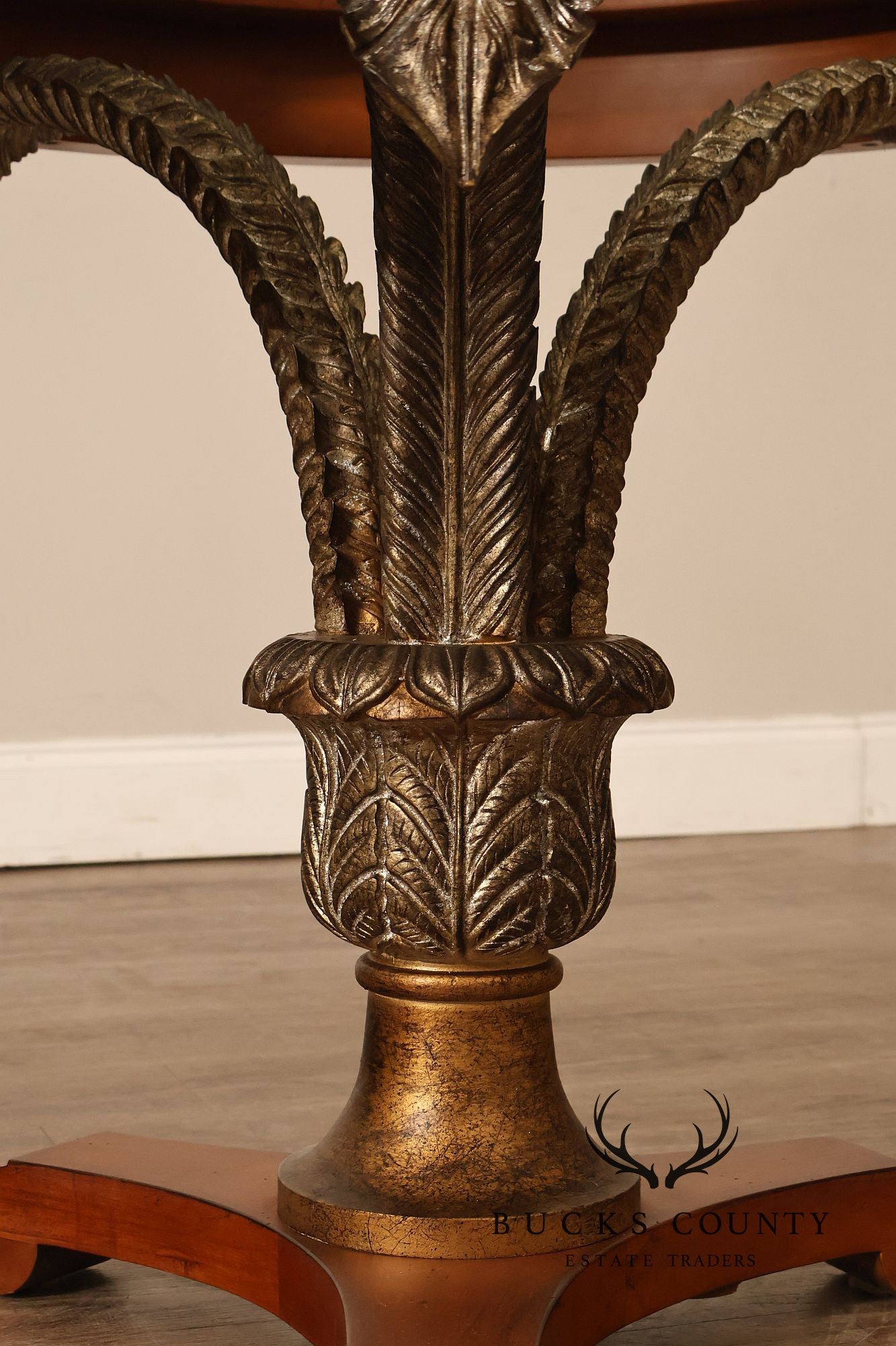 Hollywood Regency Style Round Glass Top Accent Table