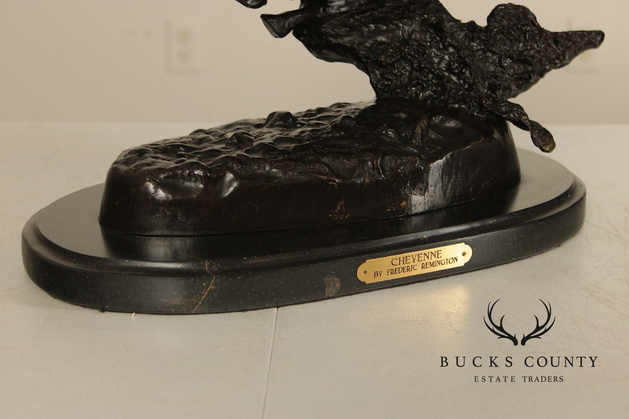 Frederic Remington 'Cheyenne' Native American Equestrian Bronze Sculpture