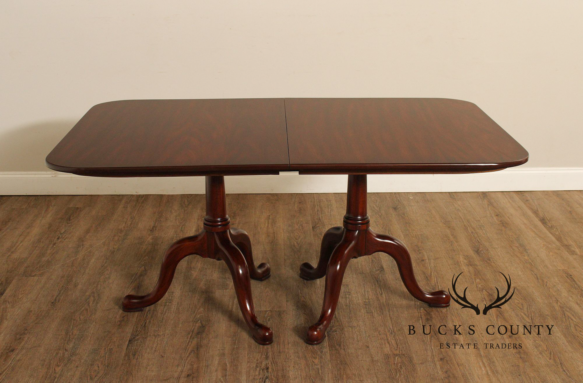 Henkel Harris Georgian Style Mahogany Double Pedestal Dining Table