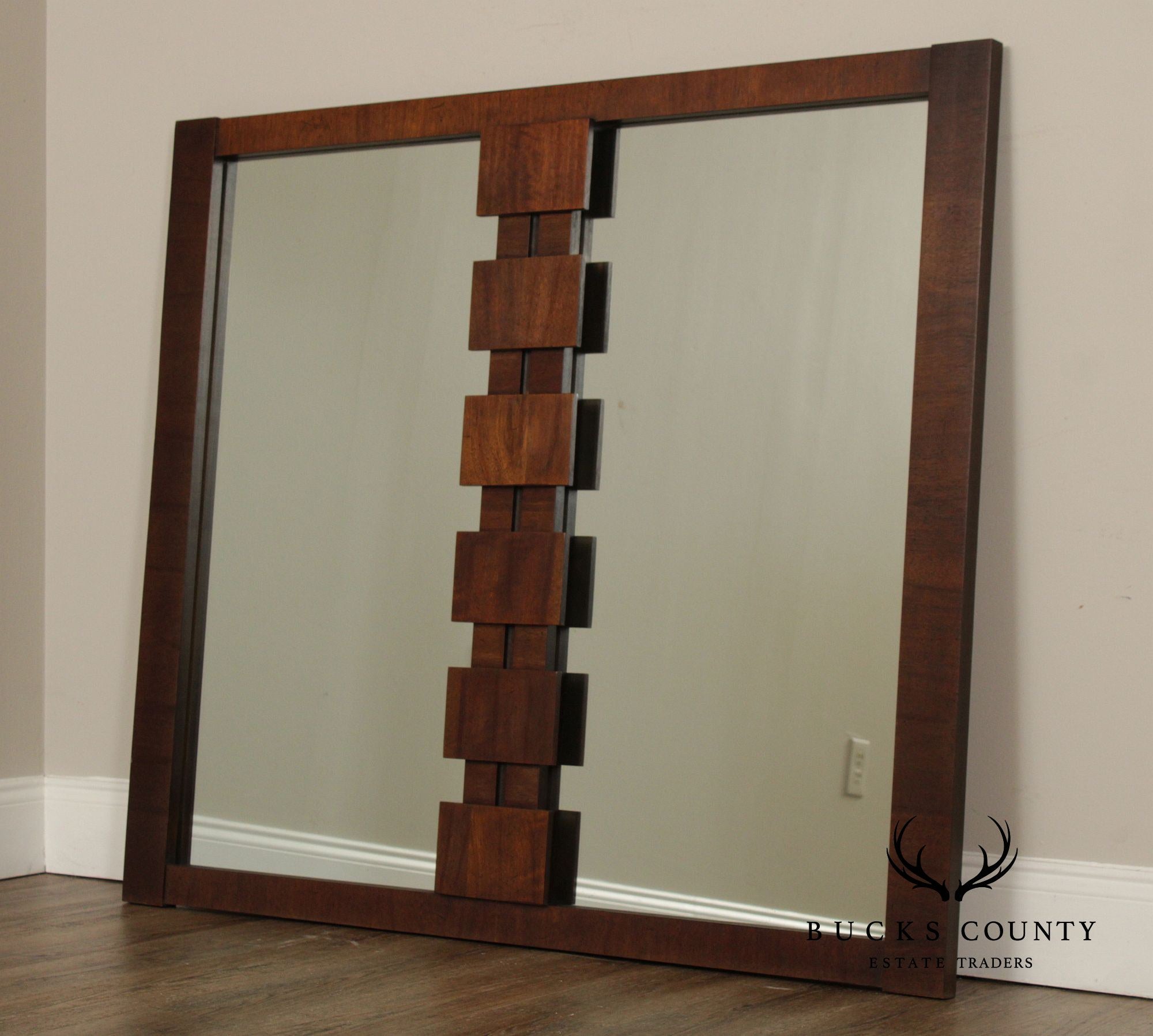 Lane 'Staccato' Brutalist Walnut Wall Mirror
