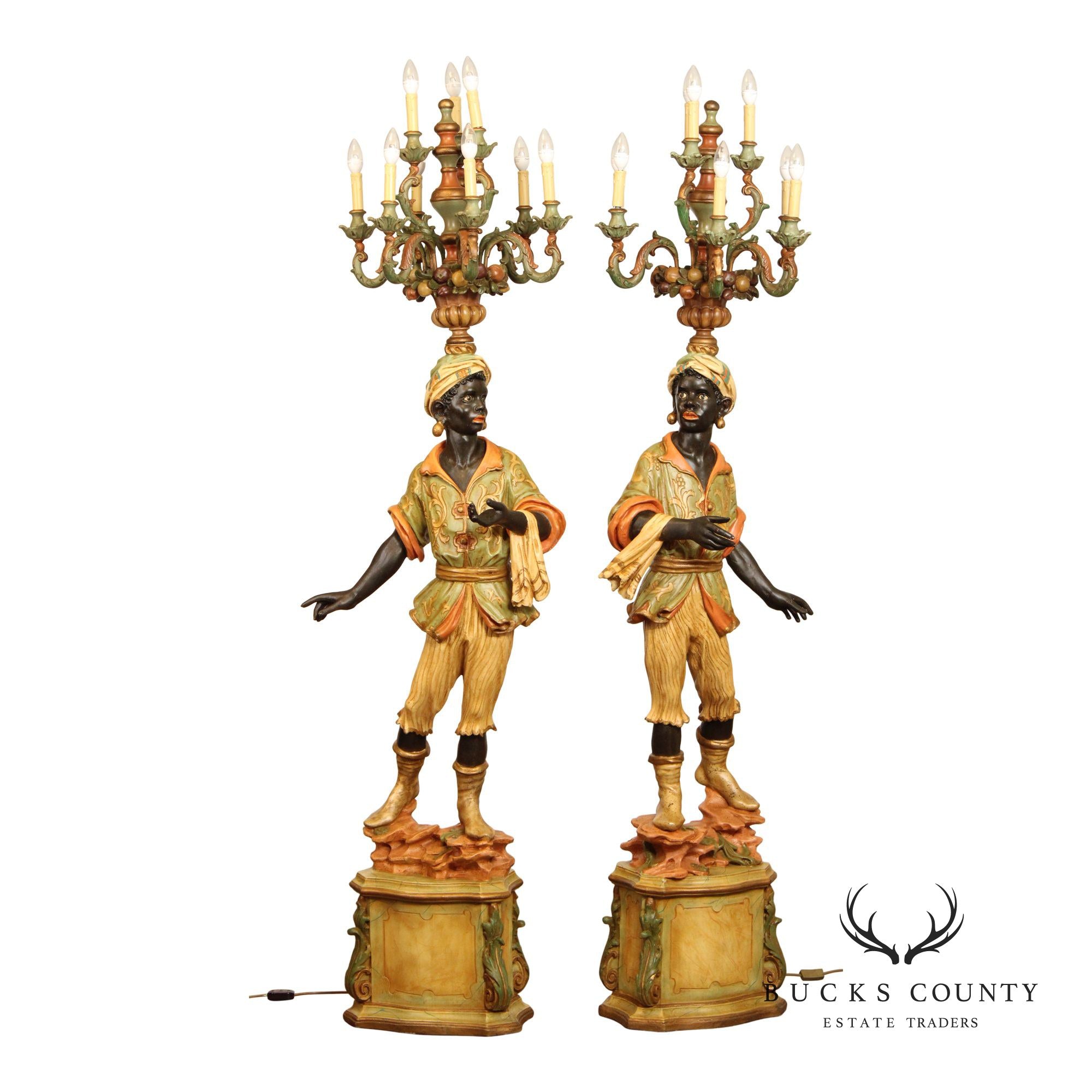 Vintage Pair Of Blackmoor Torchiere Floor Lamps