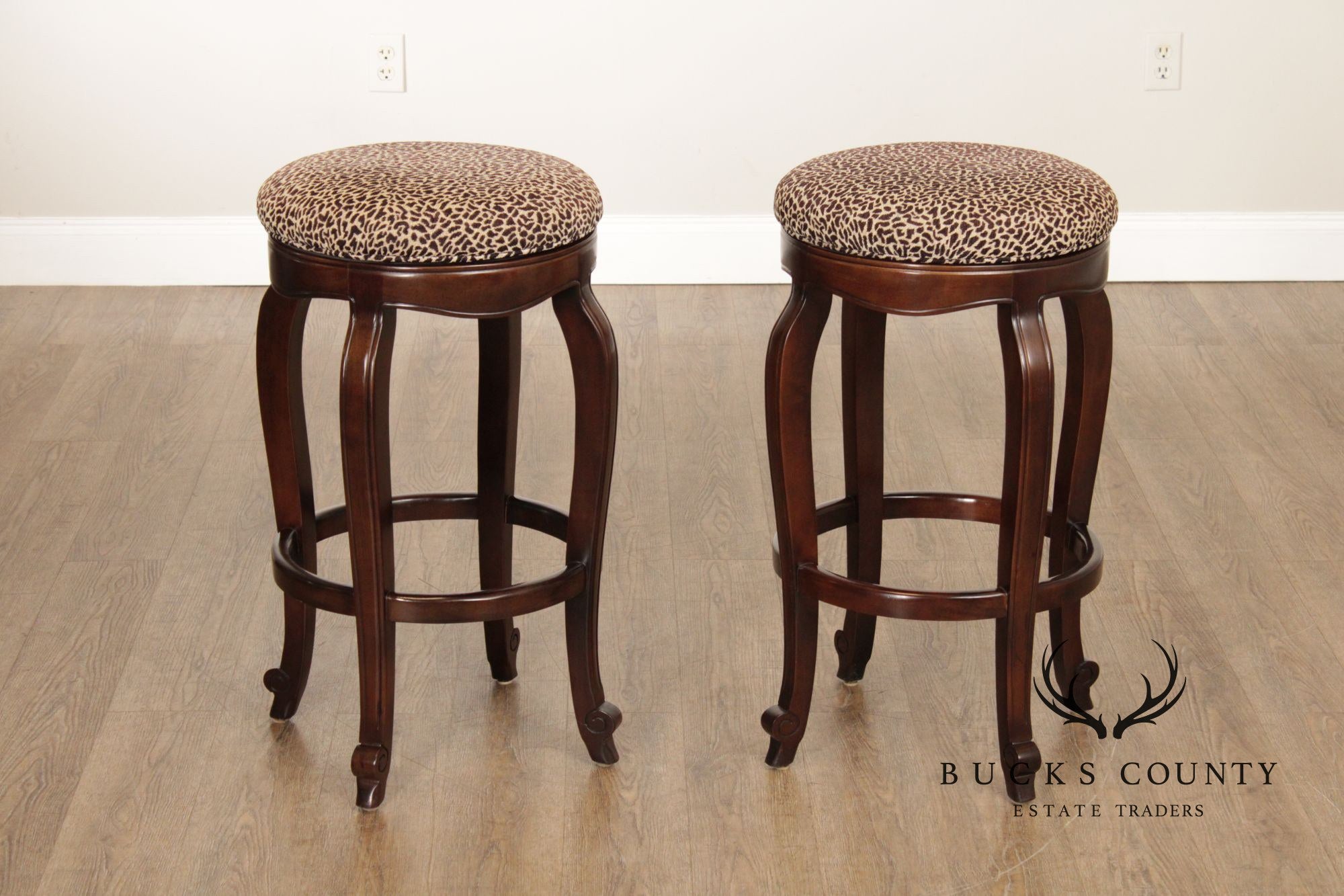 Hancock & Moore Pair of Swivel Bar Stools