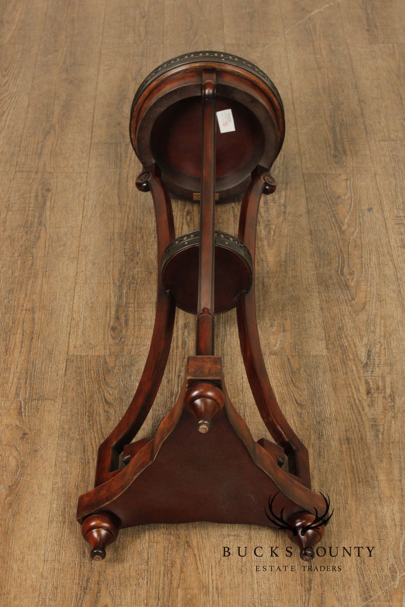 Theodore Alexander Pair of Two-Tier Leather Pedestals