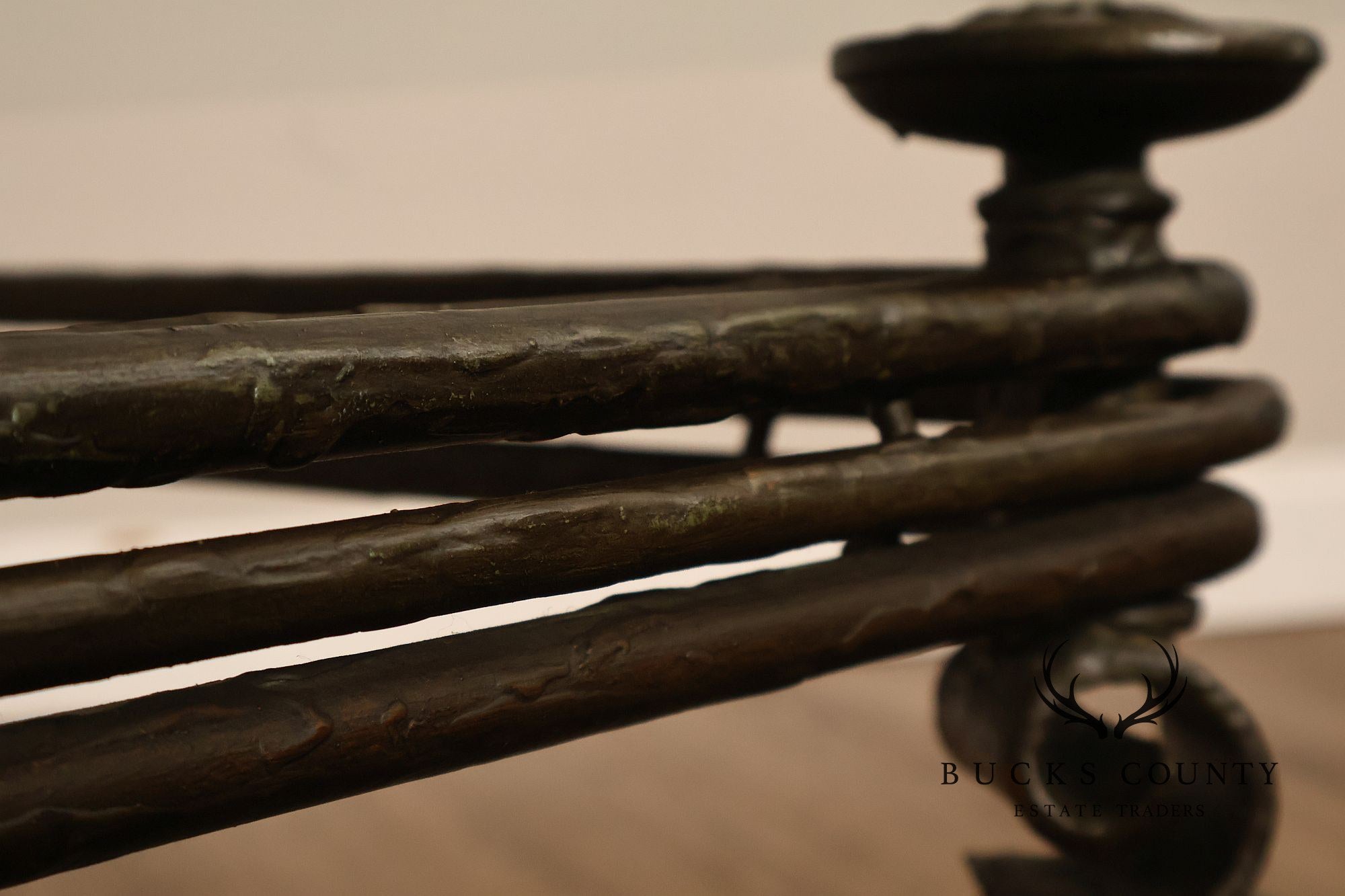 Neoclassical Style Iron And Glass Coffee Table