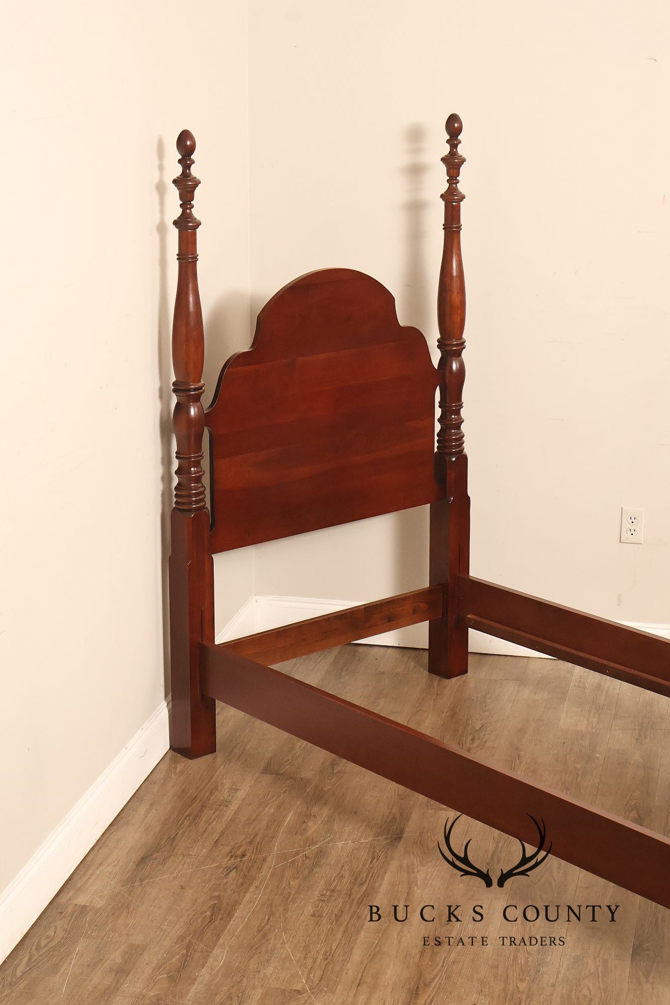 Pair Of Traditional Cherry Wood Twin Poster Beds