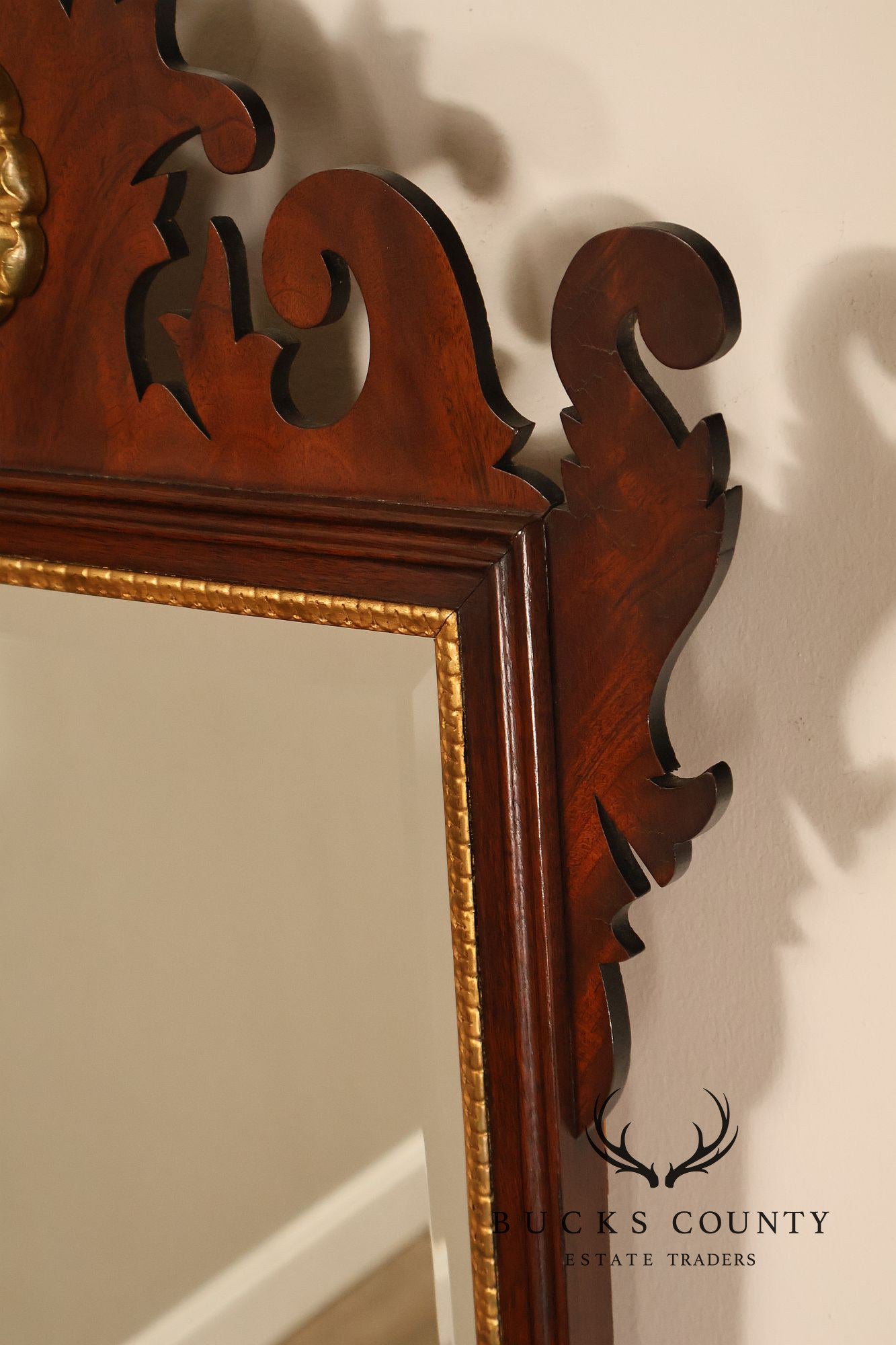Henkel Harris Chippendale Style Mahogany Wall Mirror