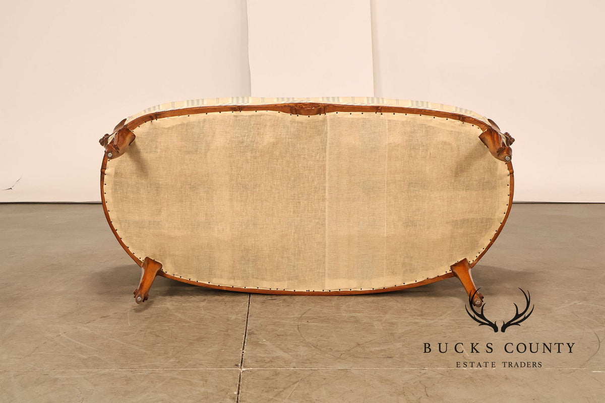 French Louis XV Style Carved Loveseat Settee