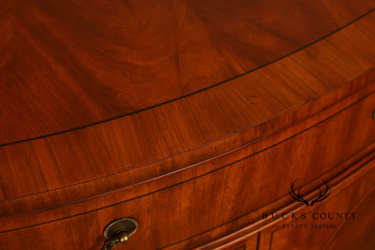 Ethan Allen Regency Style Inlaid Mahogany Demilune Console