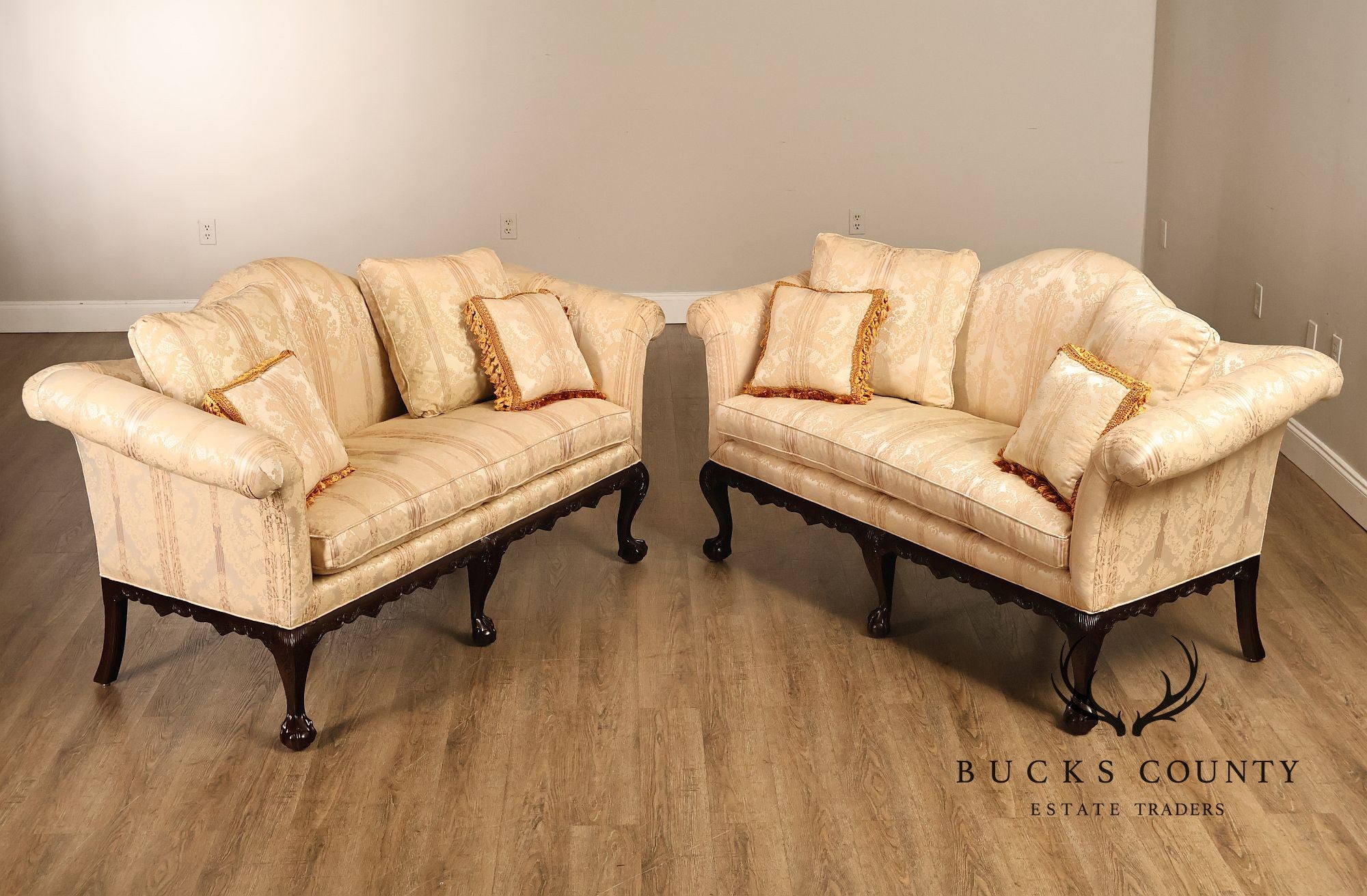 Century Furniture Chippendale Style Pair of Mahogany Sofas