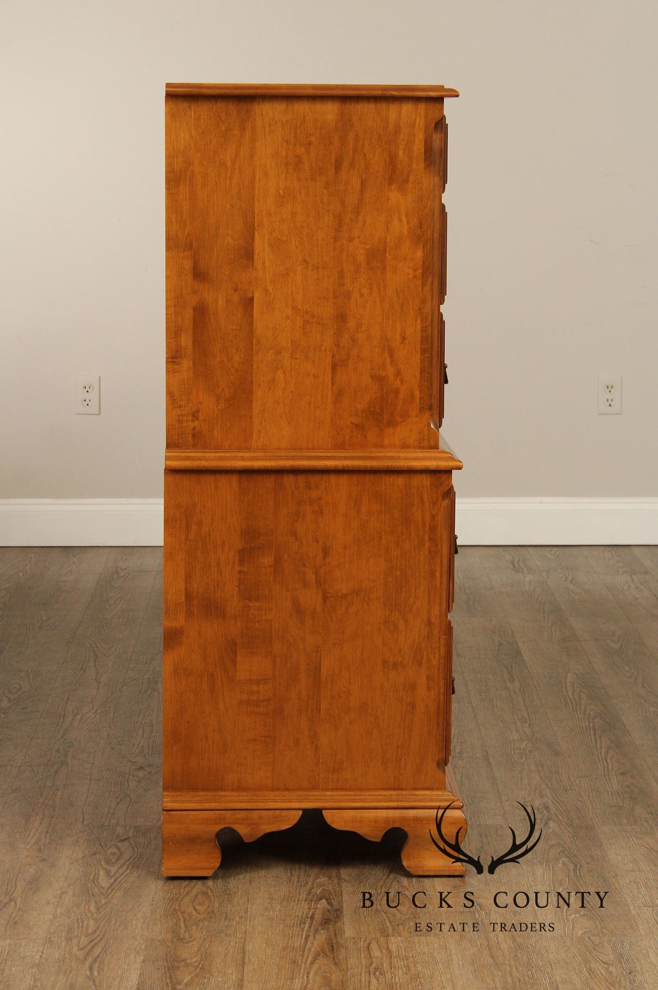 Ethan Allen Chippendale Style Maple Chest on Chest