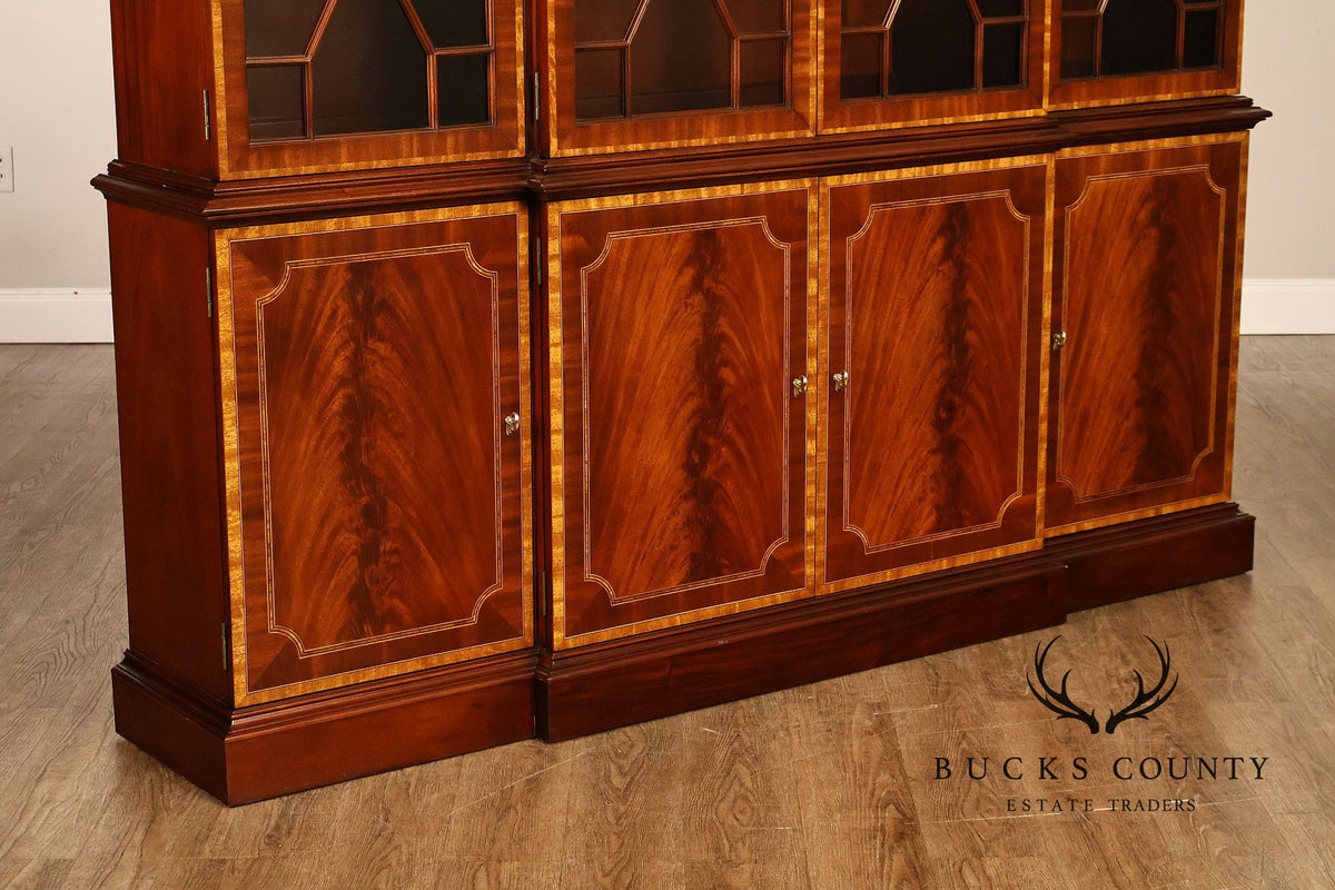 Councill Georgian Style Banded Mahogany Breakfront Bookcase