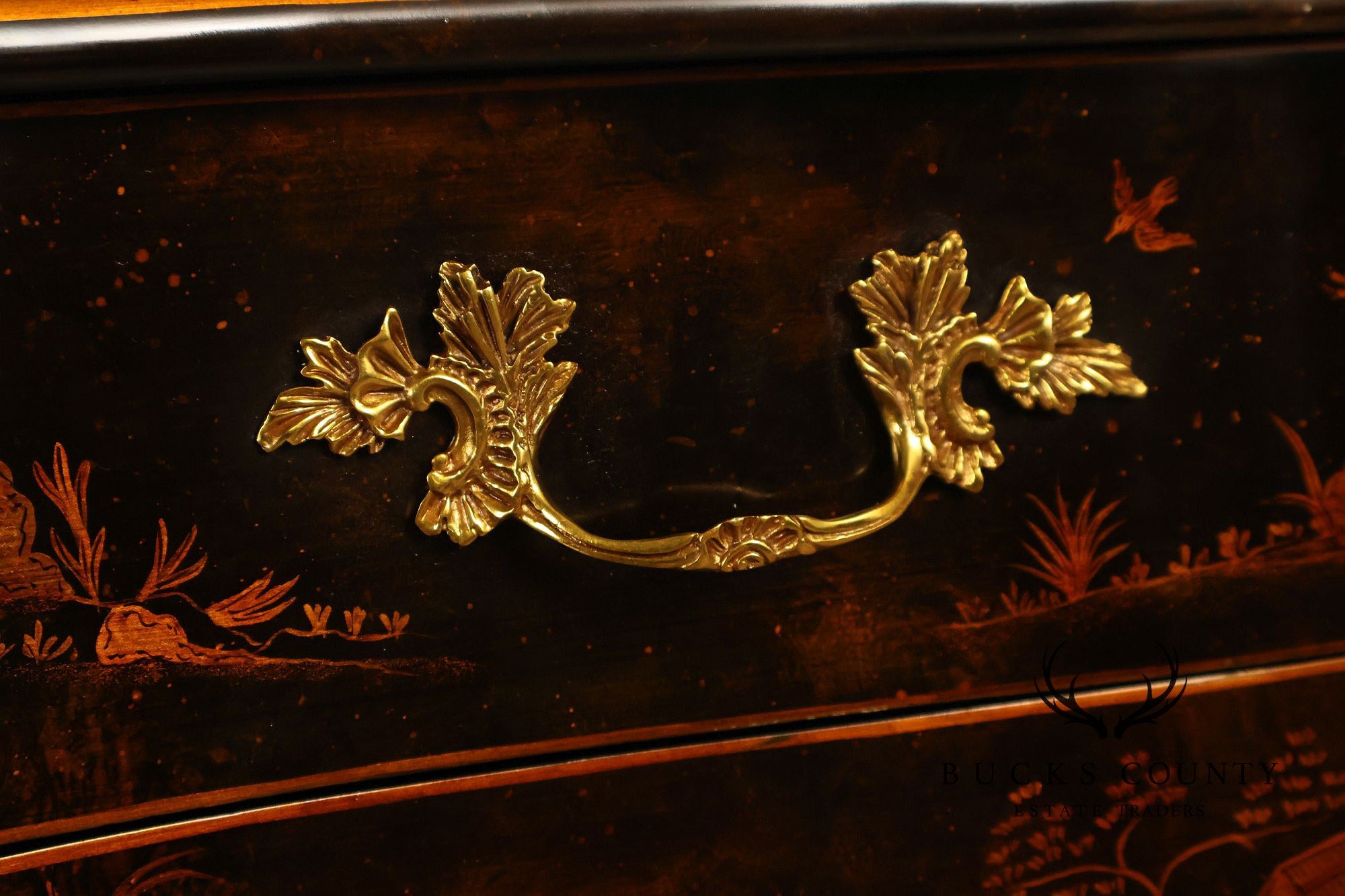 Maitland Smith Chinoiserie Hand Painted Bombe Chest