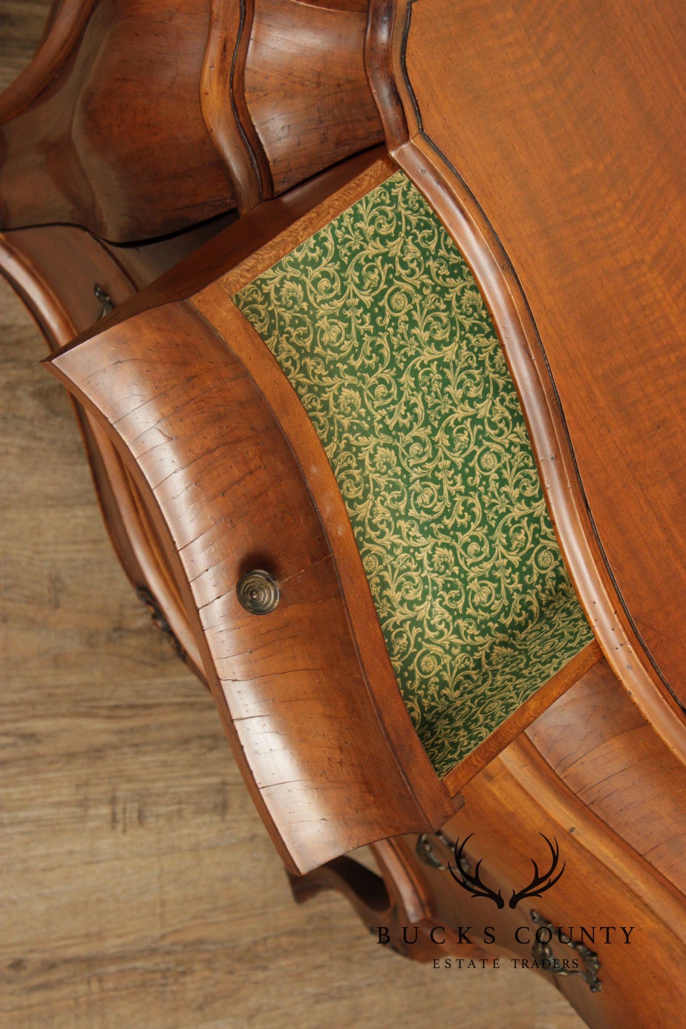 Vintage Italian Walnut Bombe Chest