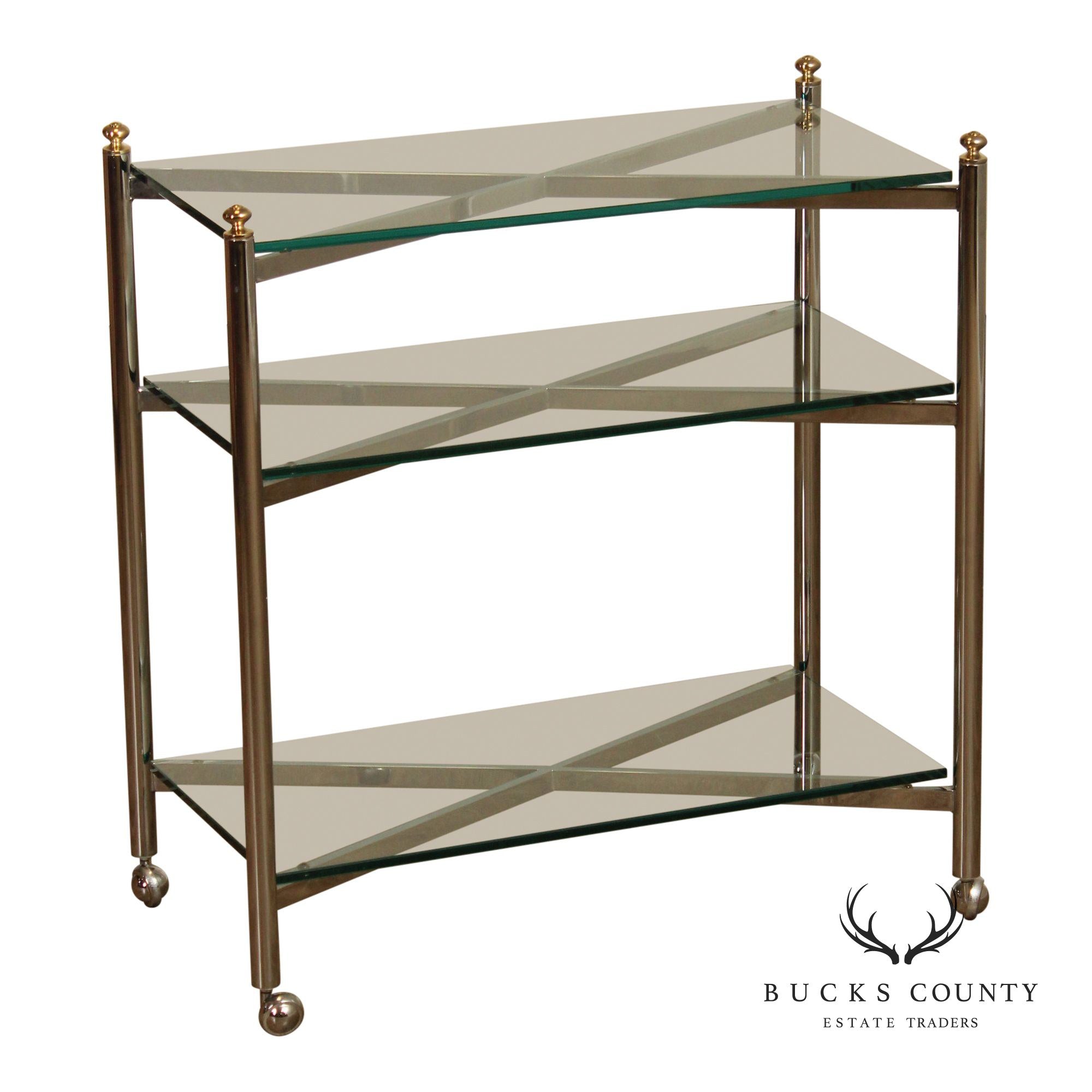 Mid Century Modern Style Chrome & Glass Cart